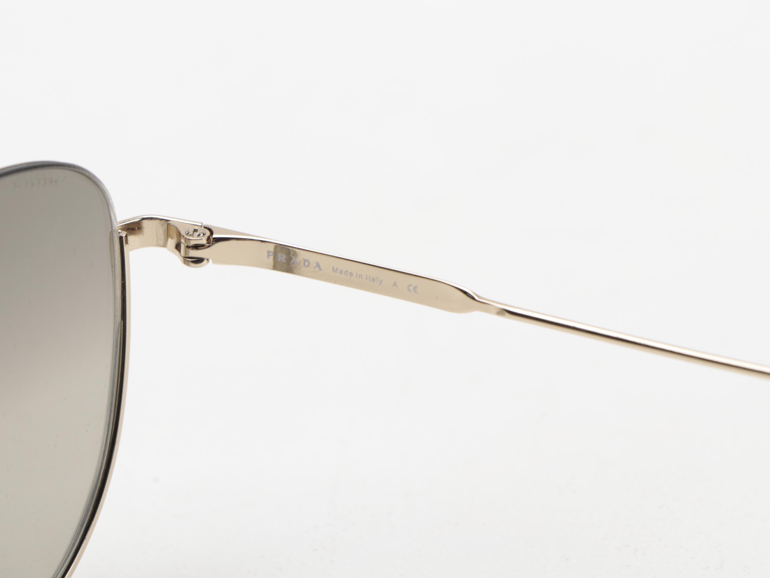 Prada SPR 50U Light Gold Wash Aviator Sunglasses