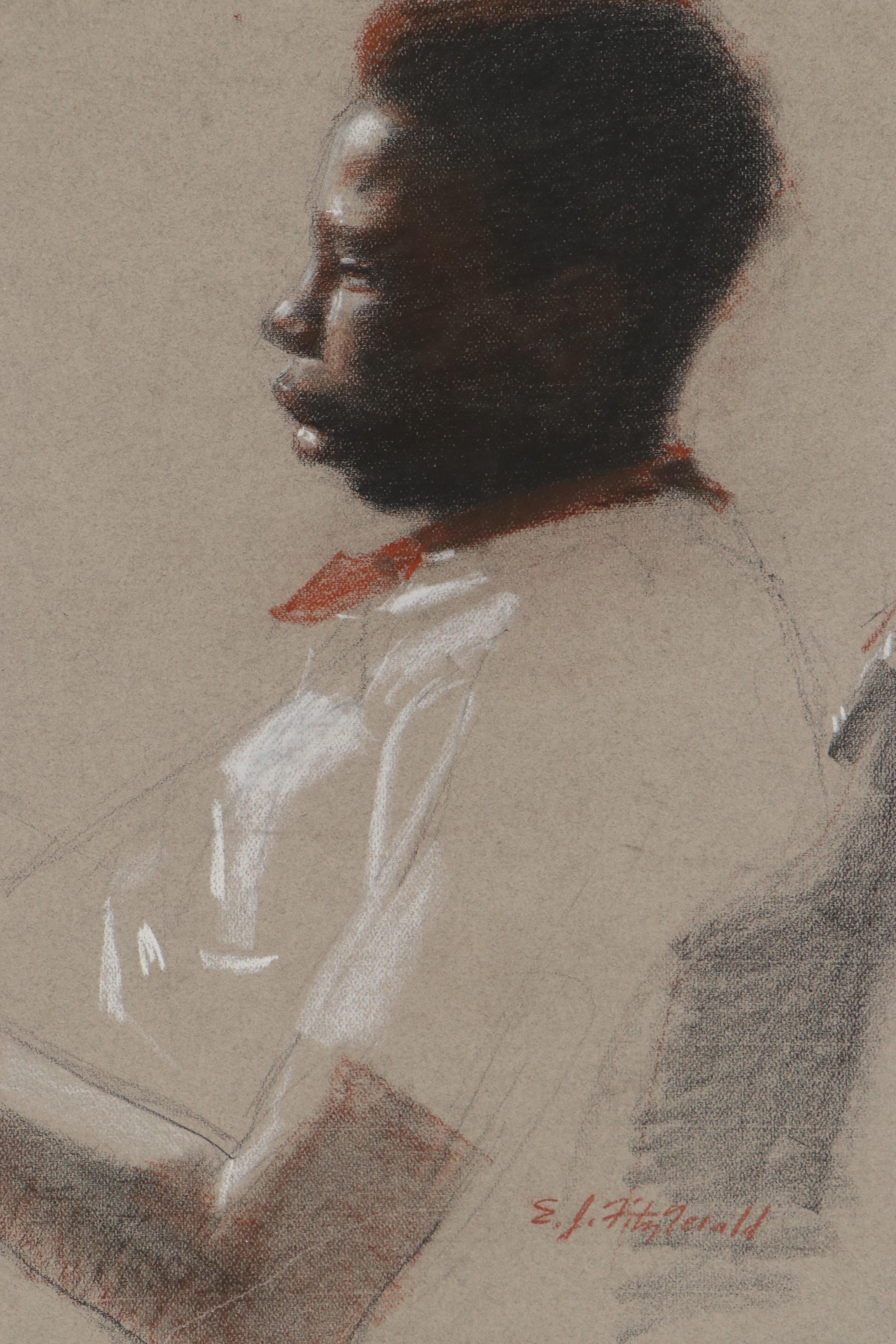 Edmond James Fitzgerald Portrait Drawings, Mid-20th Century