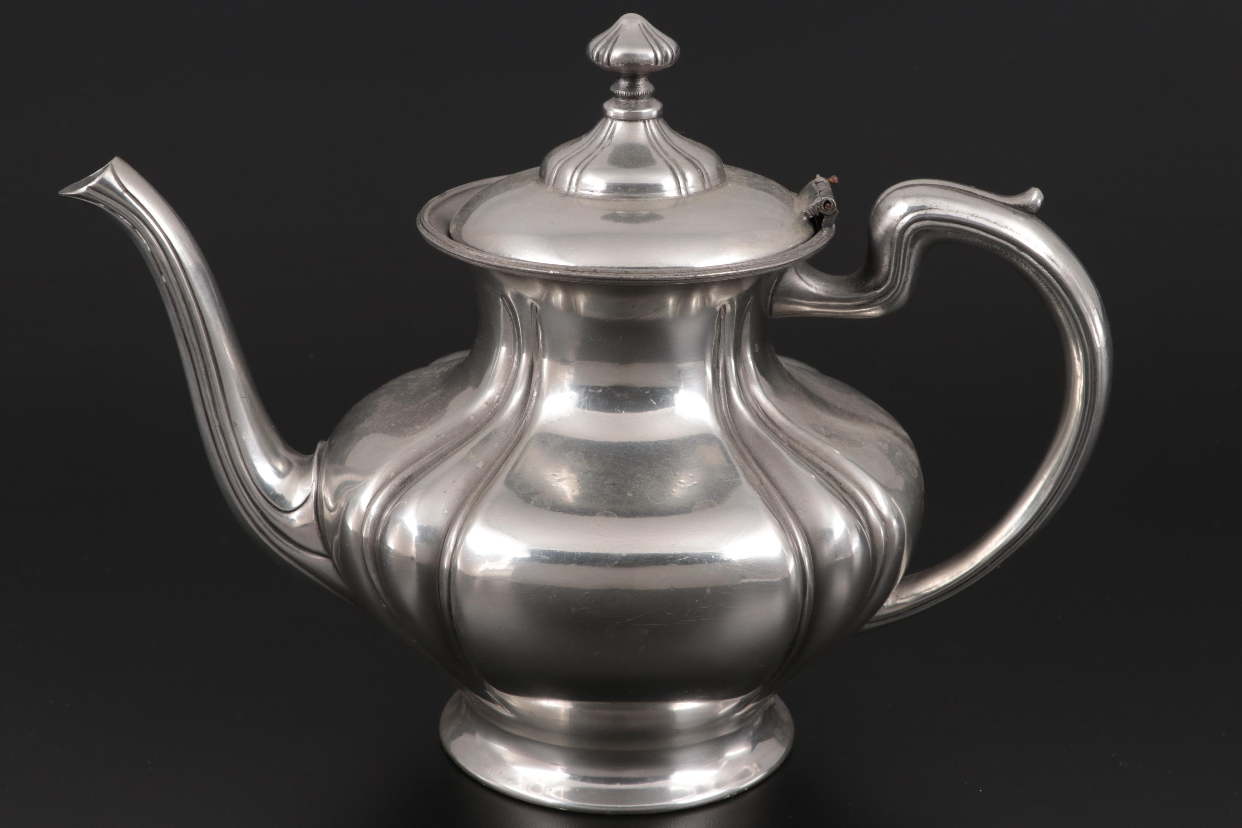 Oneida "Brahms" Salad Forks with Other Silver Plate Serving Utensils and Teapot