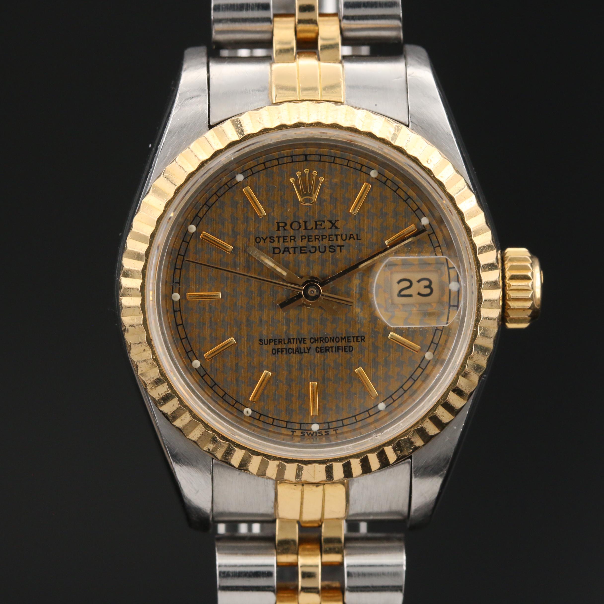 1984 Rolex Datejust Houndstooth Dial 18K Gold and Stainless Steel Watch