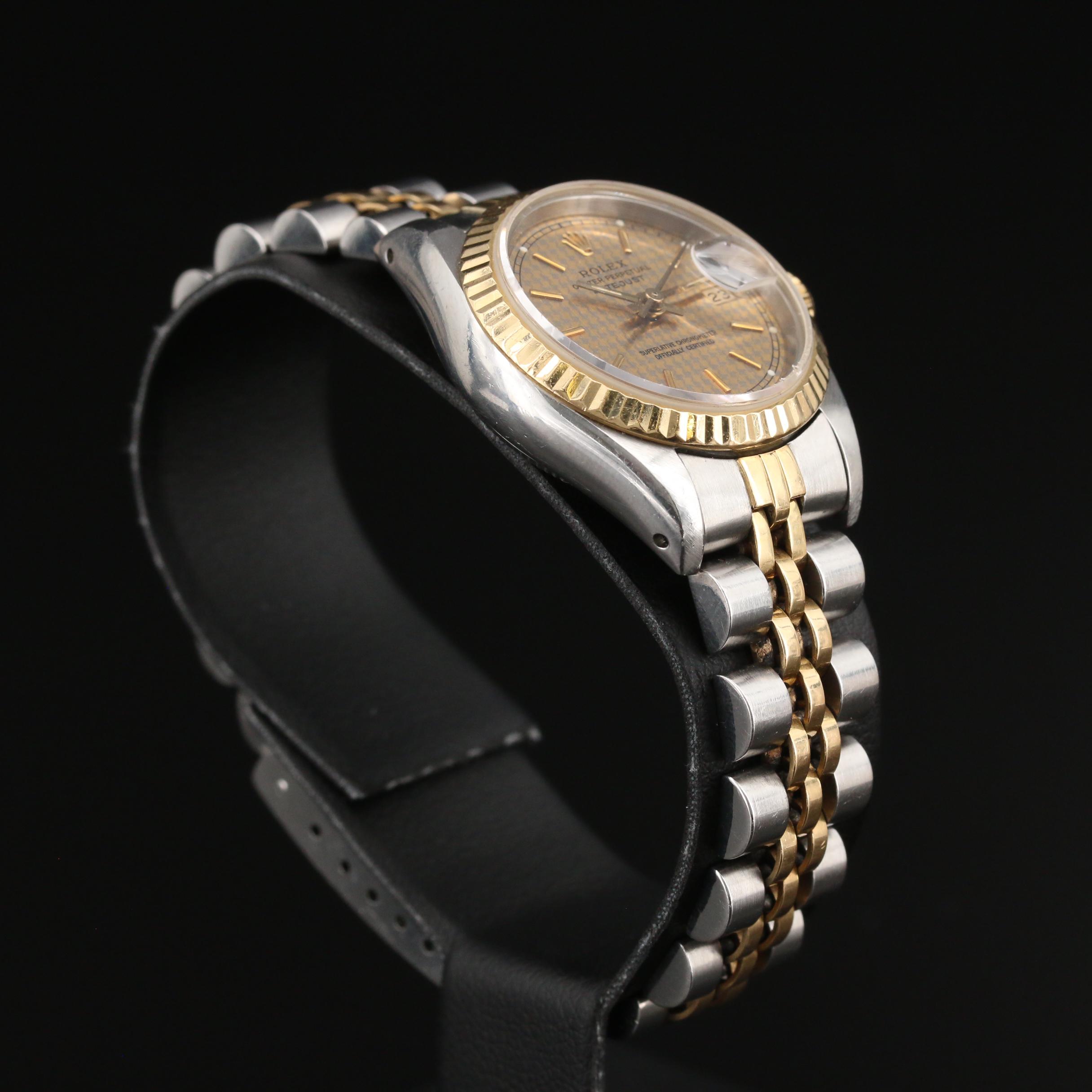 1984 Rolex Datejust Houndstooth Dial 18K Gold and Stainless Steel Watch