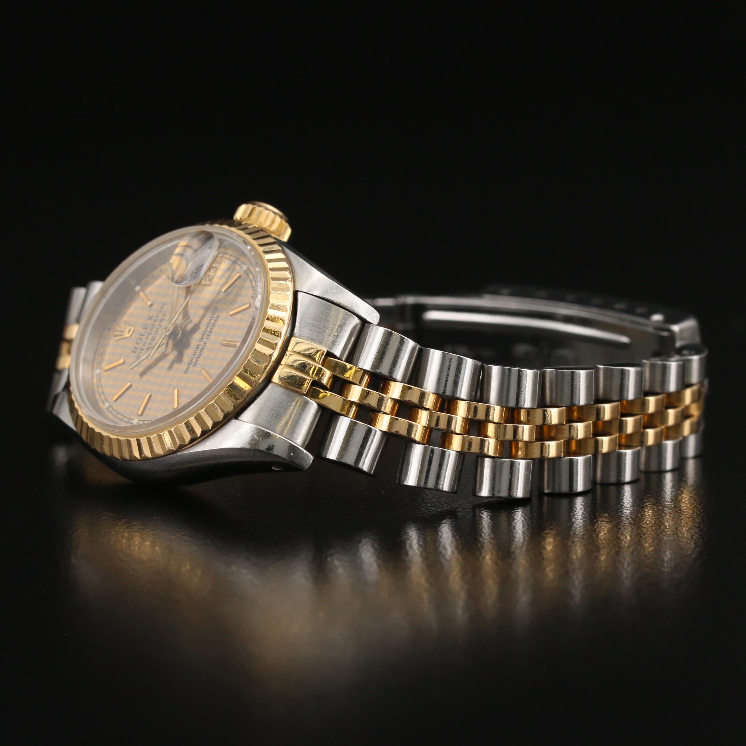 1984 Rolex Datejust Houndstooth Dial 18K Gold and Stainless Steel Watch