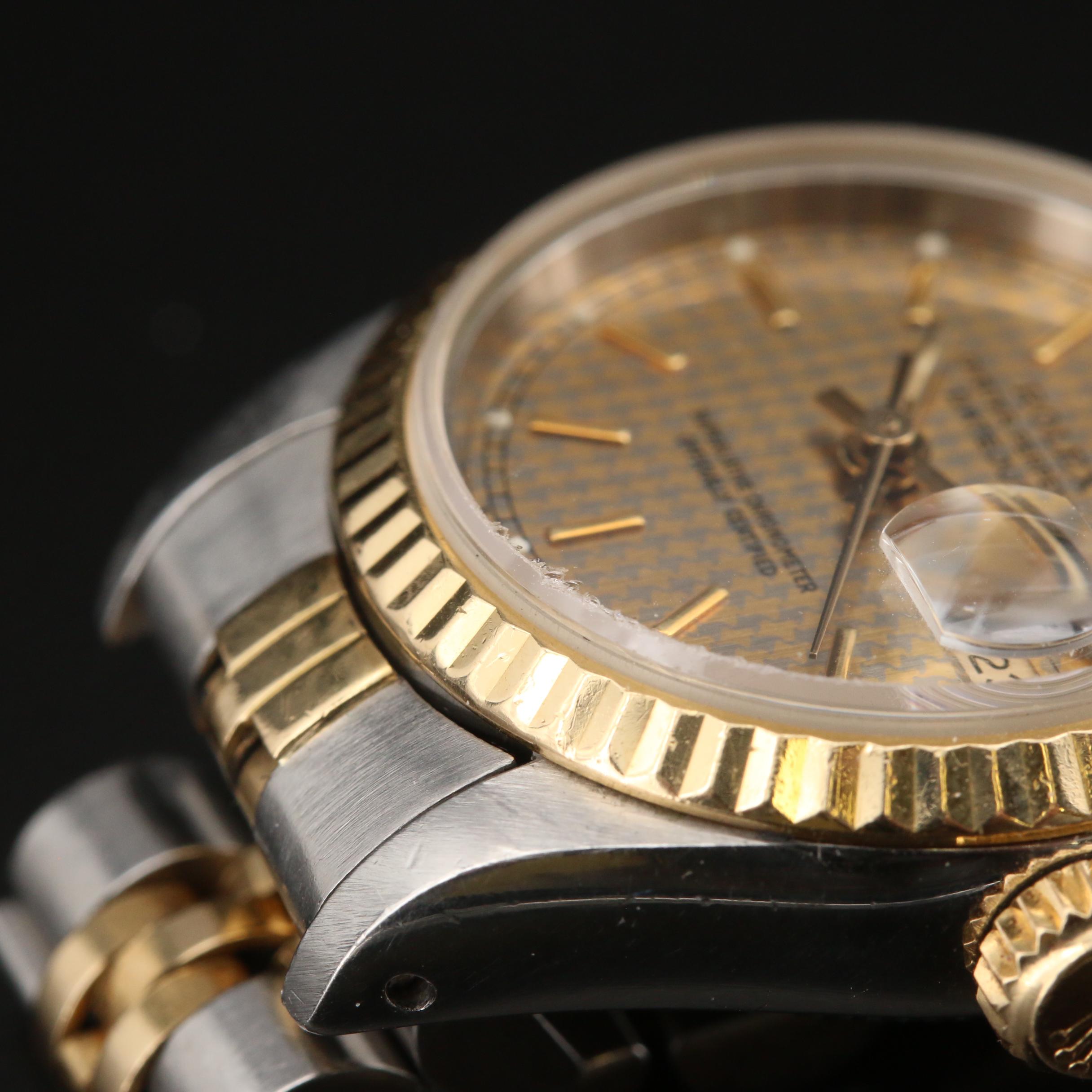 1984 Rolex Datejust Houndstooth Dial 18K Gold and Stainless Steel Watch