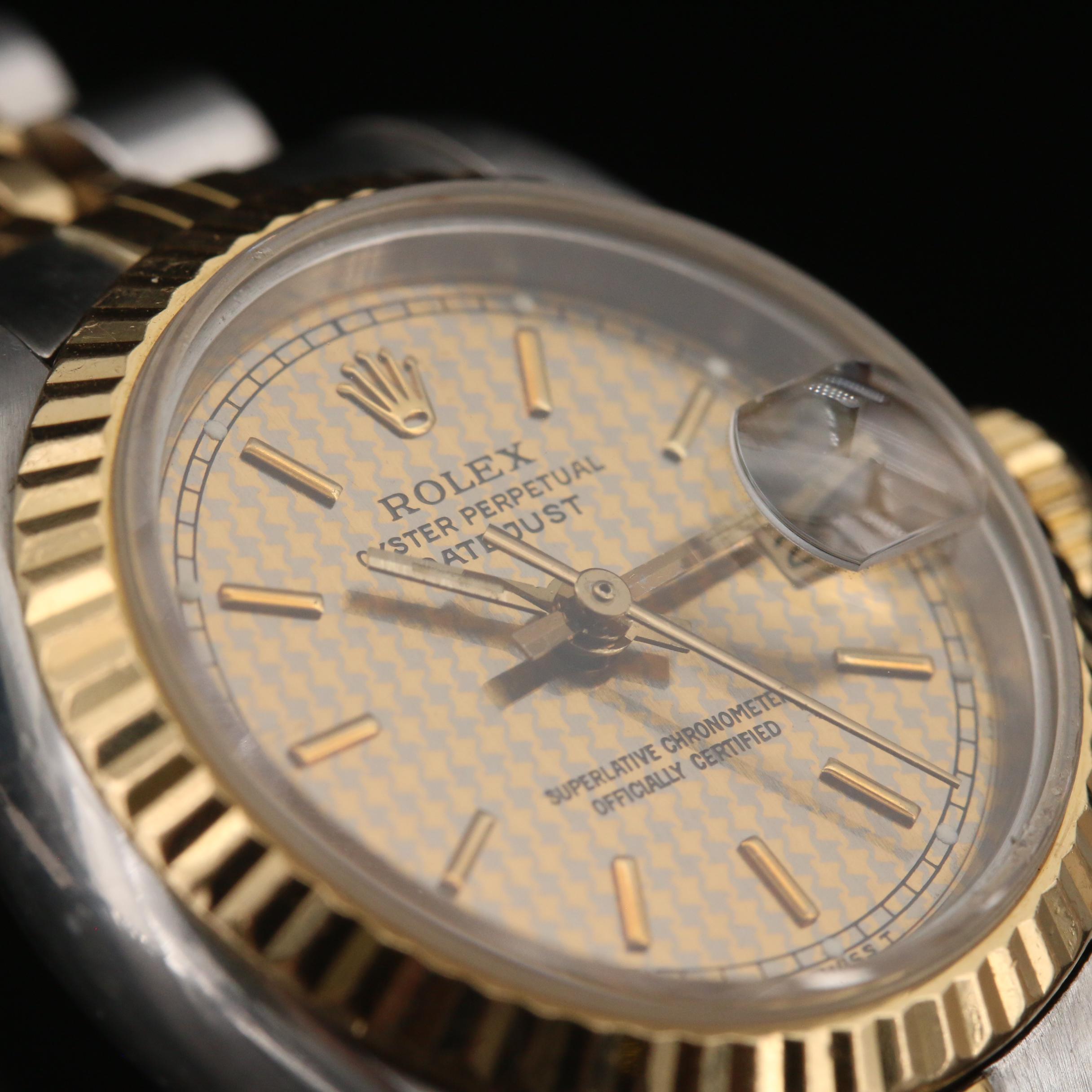 1984 Rolex Datejust Houndstooth Dial 18K Gold and Stainless Steel Watch