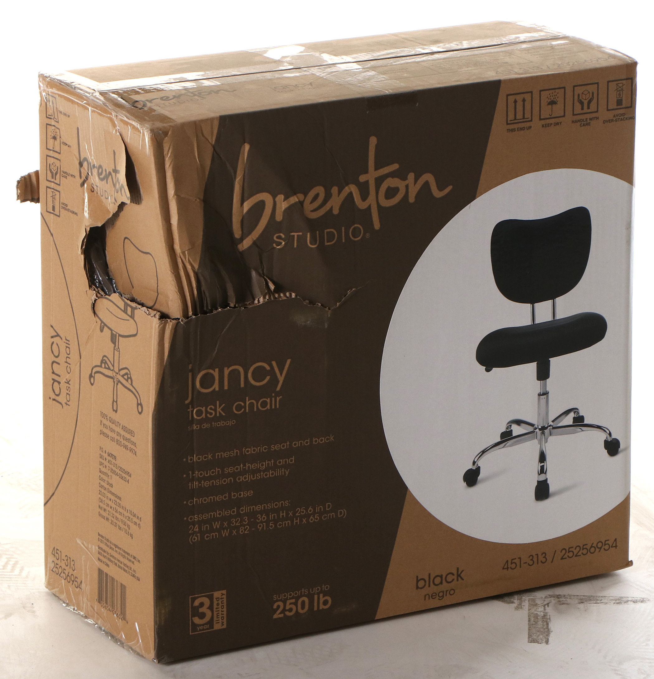 Brenton Studio "Jancy" Black Mesh Fabric Low-Back Task Chair