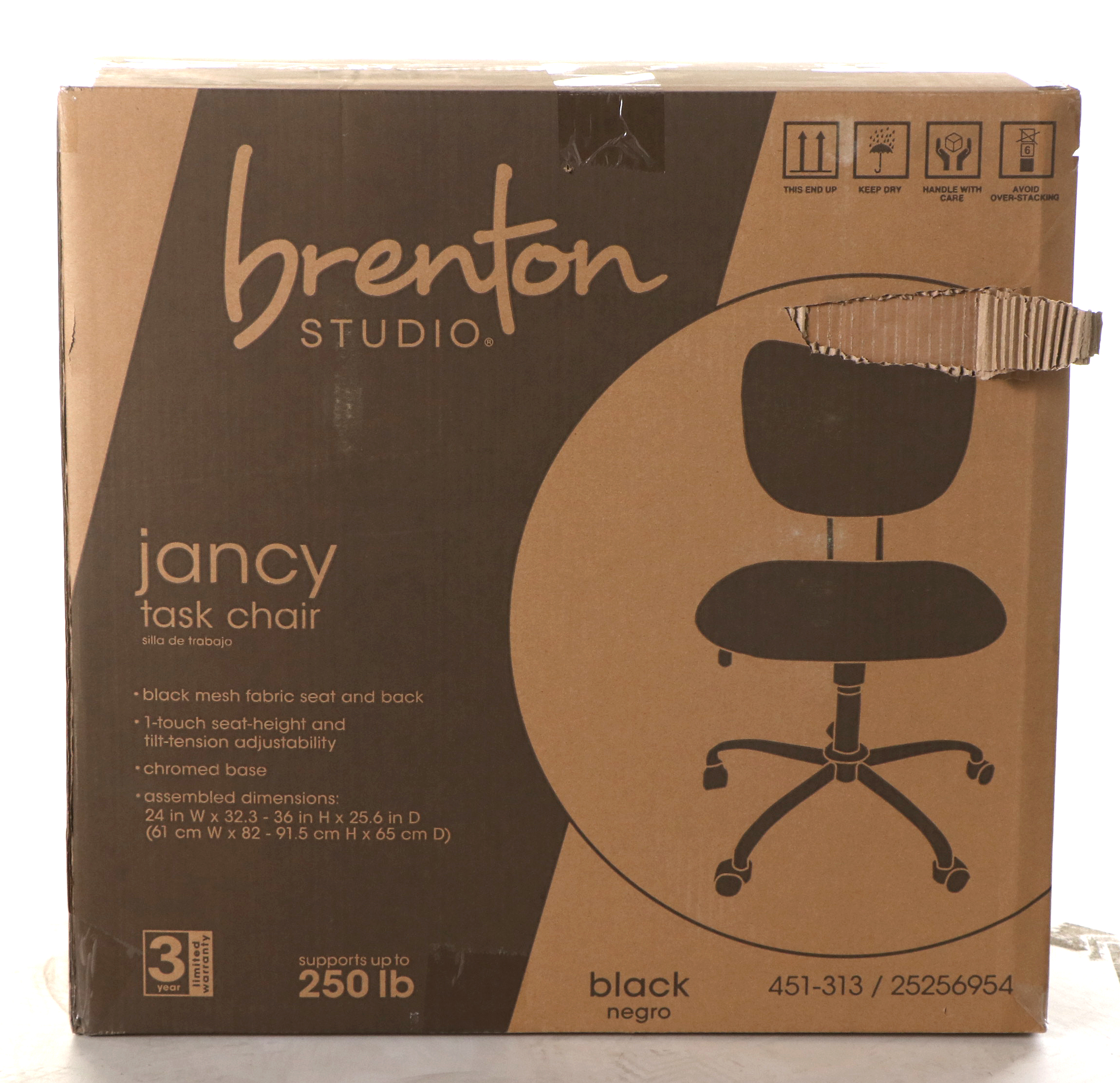 Brenton Studio "Jancy" Black Mesh Fabric Low-Back Task Chair