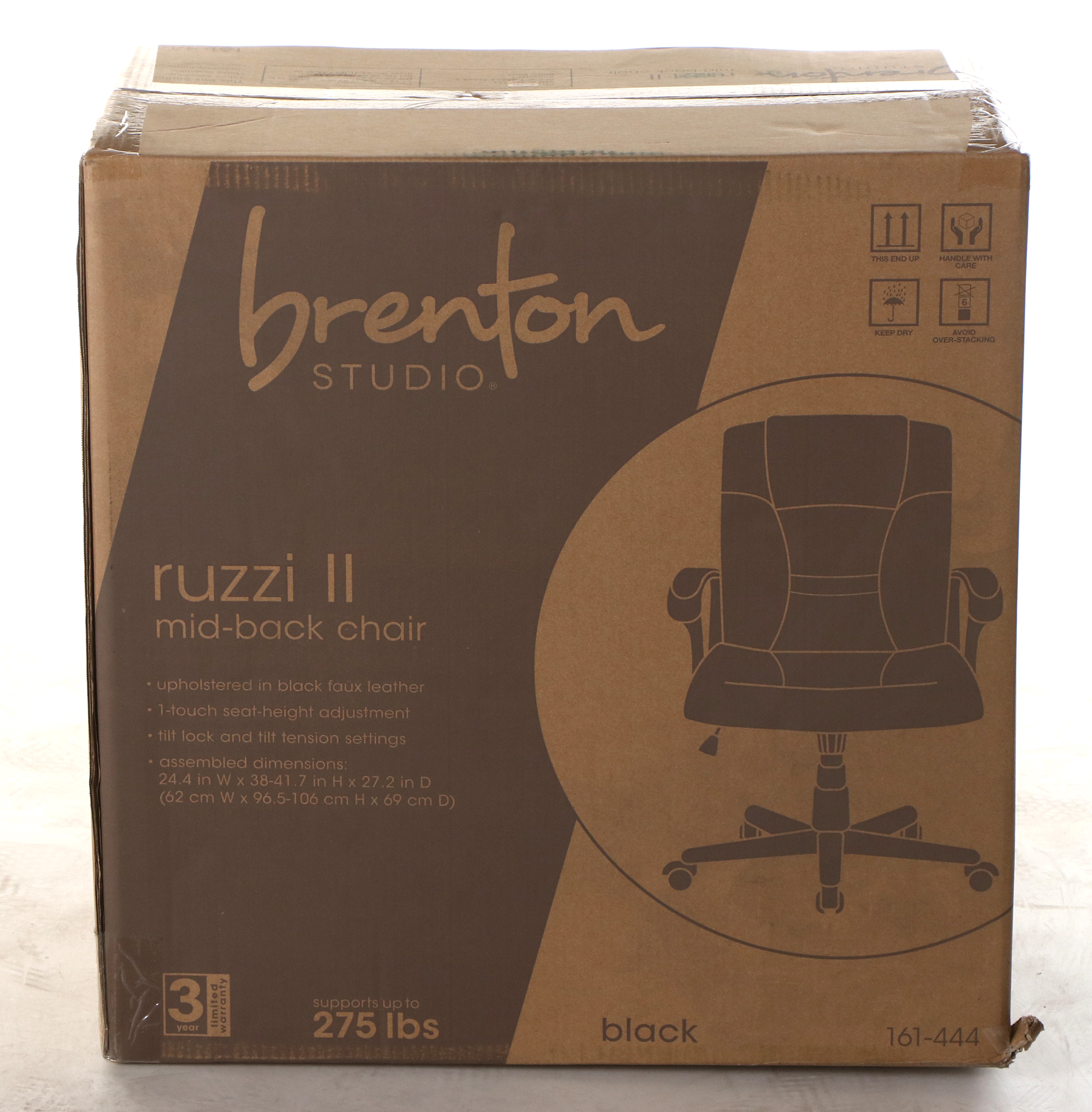 Brenton Studio "Ruzzi" Black Faux Leather Mid-Back Manager's Chair