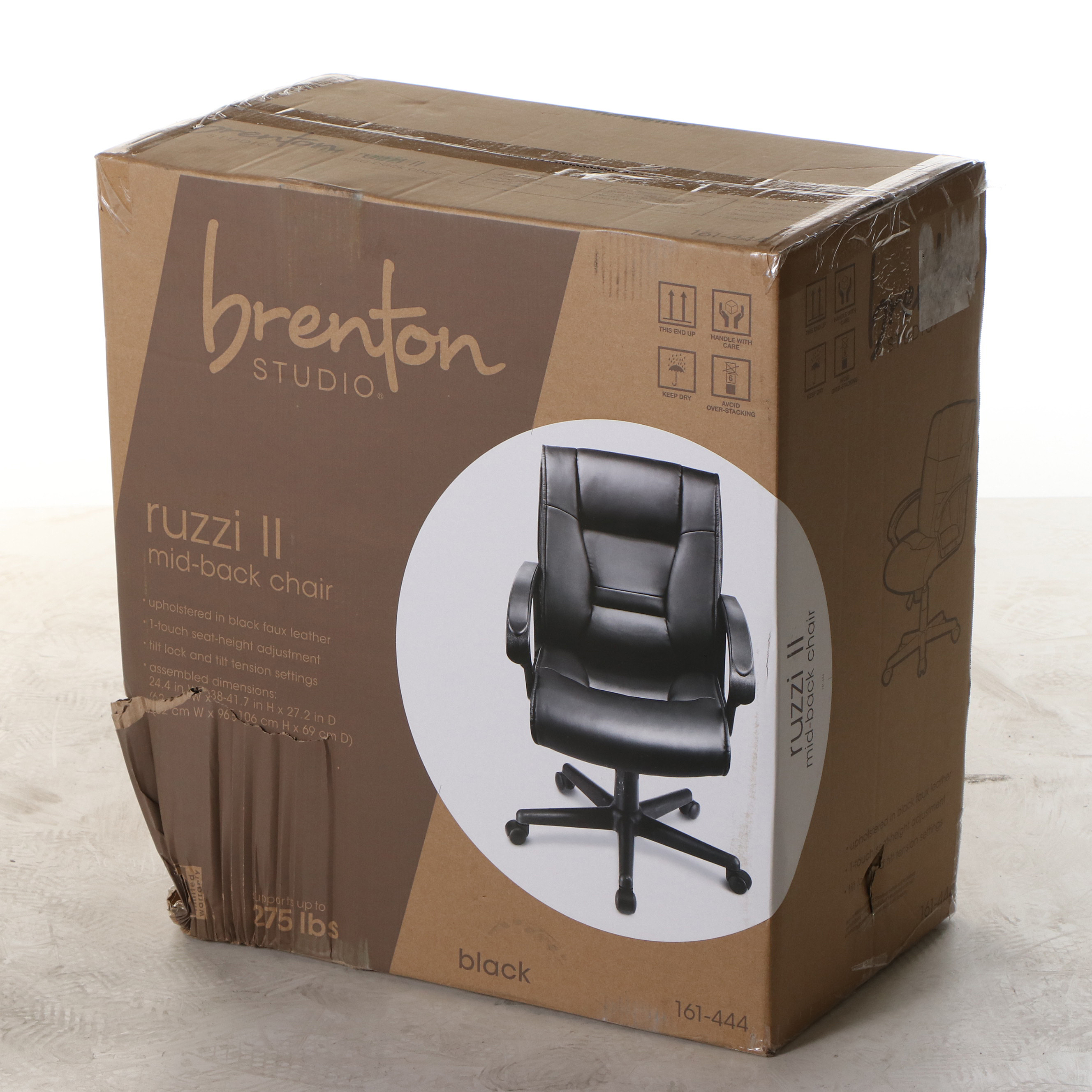 Brenton Studio "Ruzzi" Black Faux Leather Mid-Back Manager's Chair