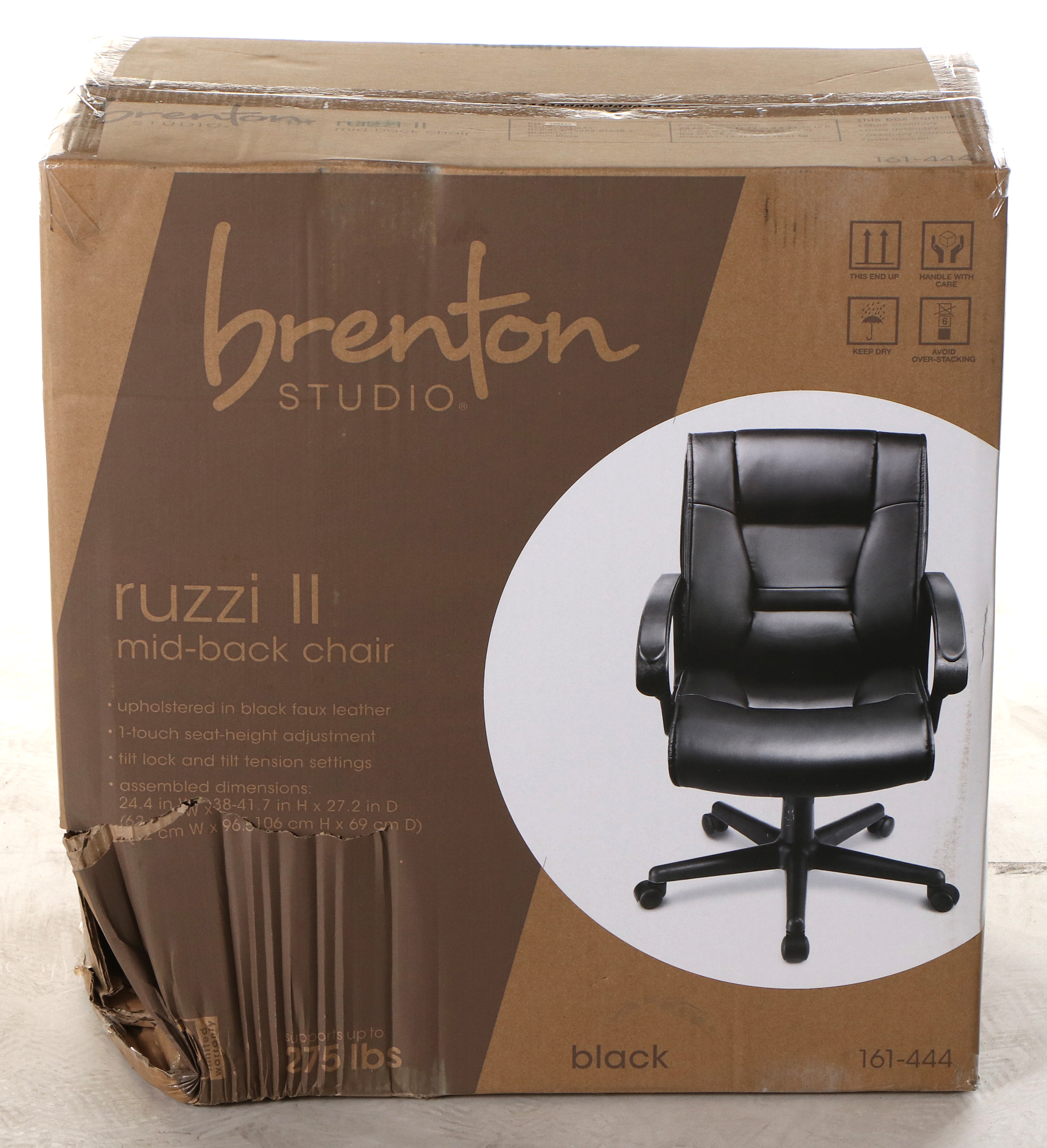 Brenton Studio "Ruzzi" Black Faux Leather Mid-Back Manager's Chair