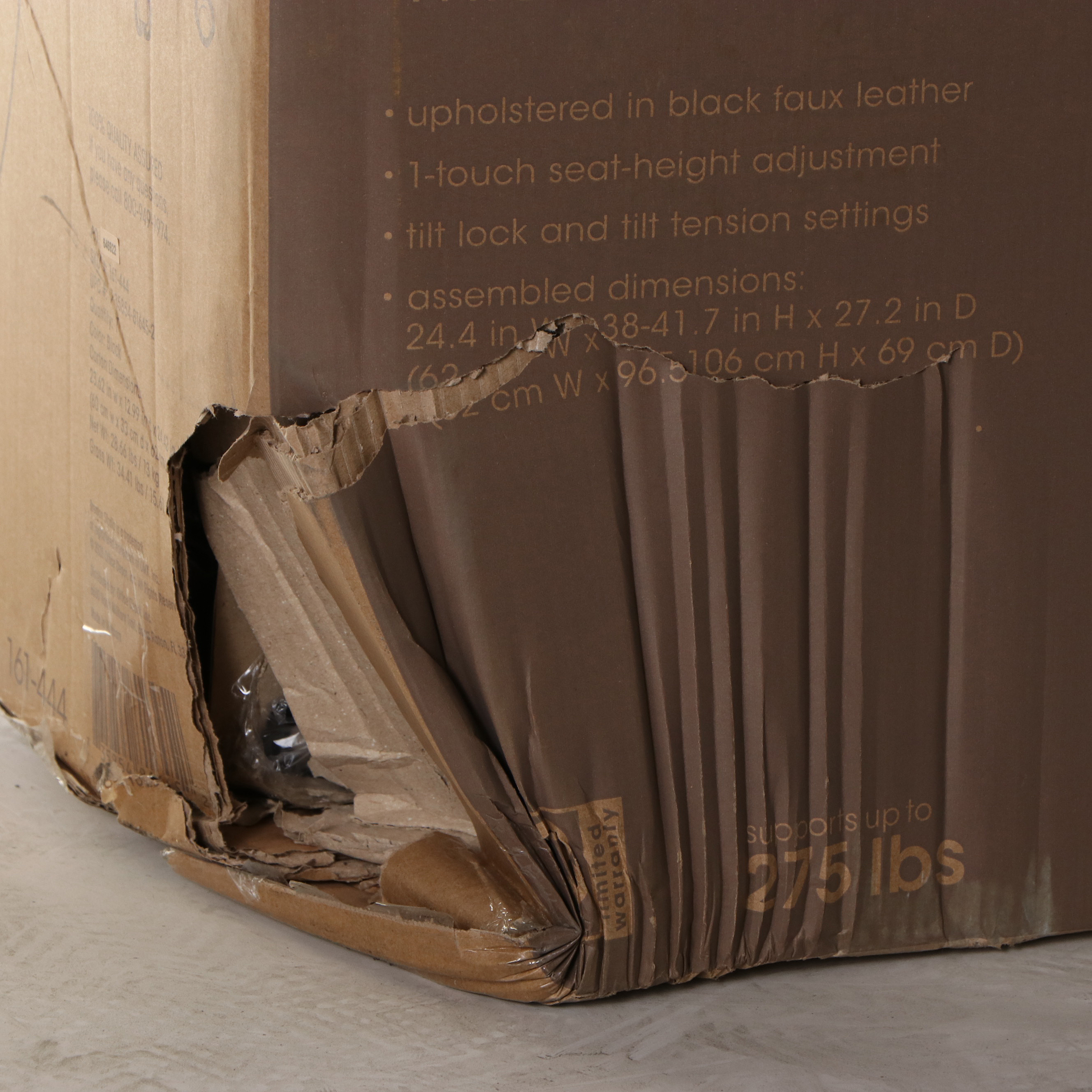 Brenton Studio "Ruzzi" Black Faux Leather Mid-Back Manager's Chair