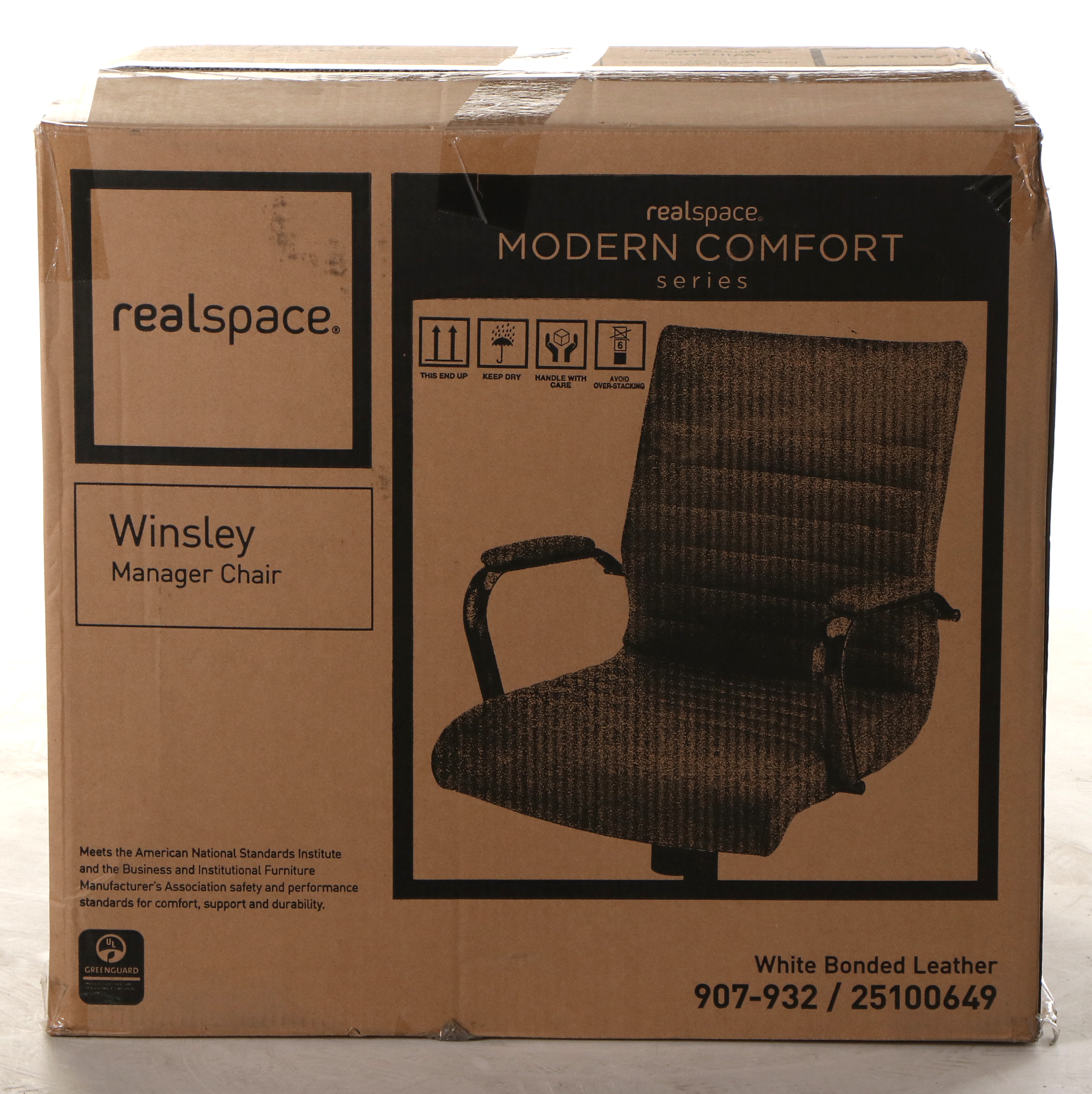 Realspace "Winsley" Modern White Bonded Leather Mid-Back Manager's Chair