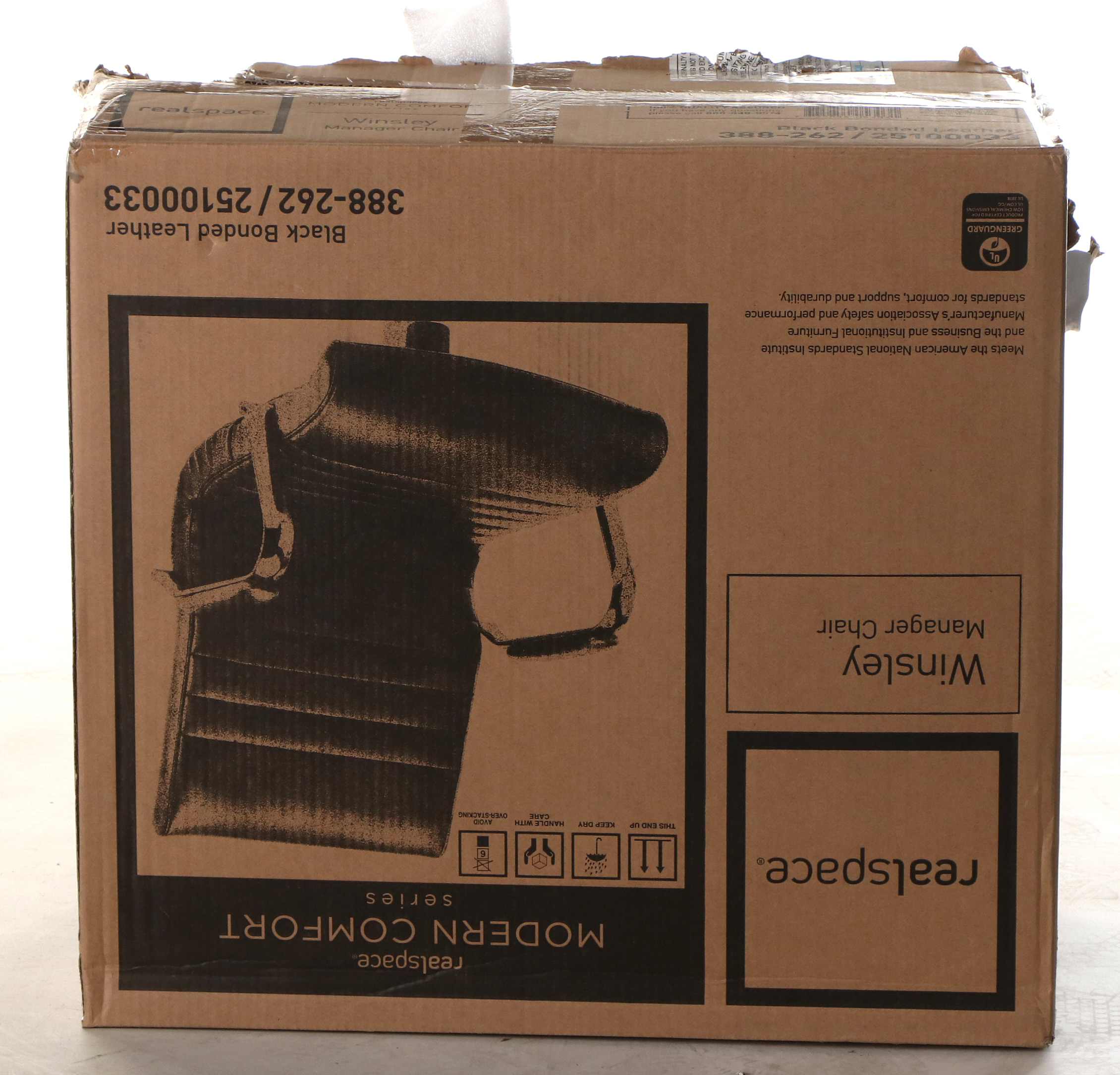 Realspace "Winsley" Modern Black Bonded Leather Mid-Back Manager's Chair