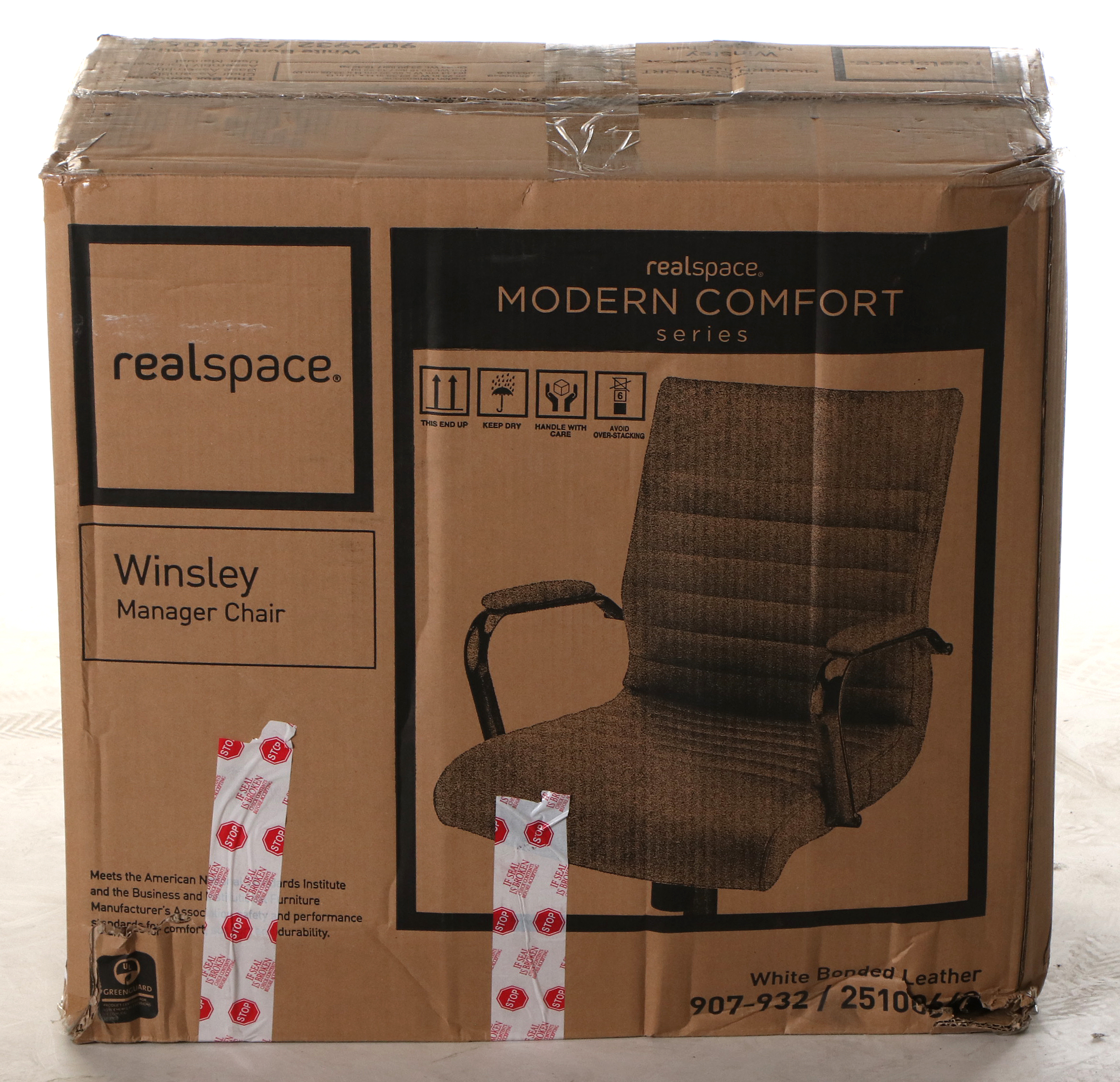 Realspace "Winsley" Modern White Bonded Leather Mid-Back Manager's Chair