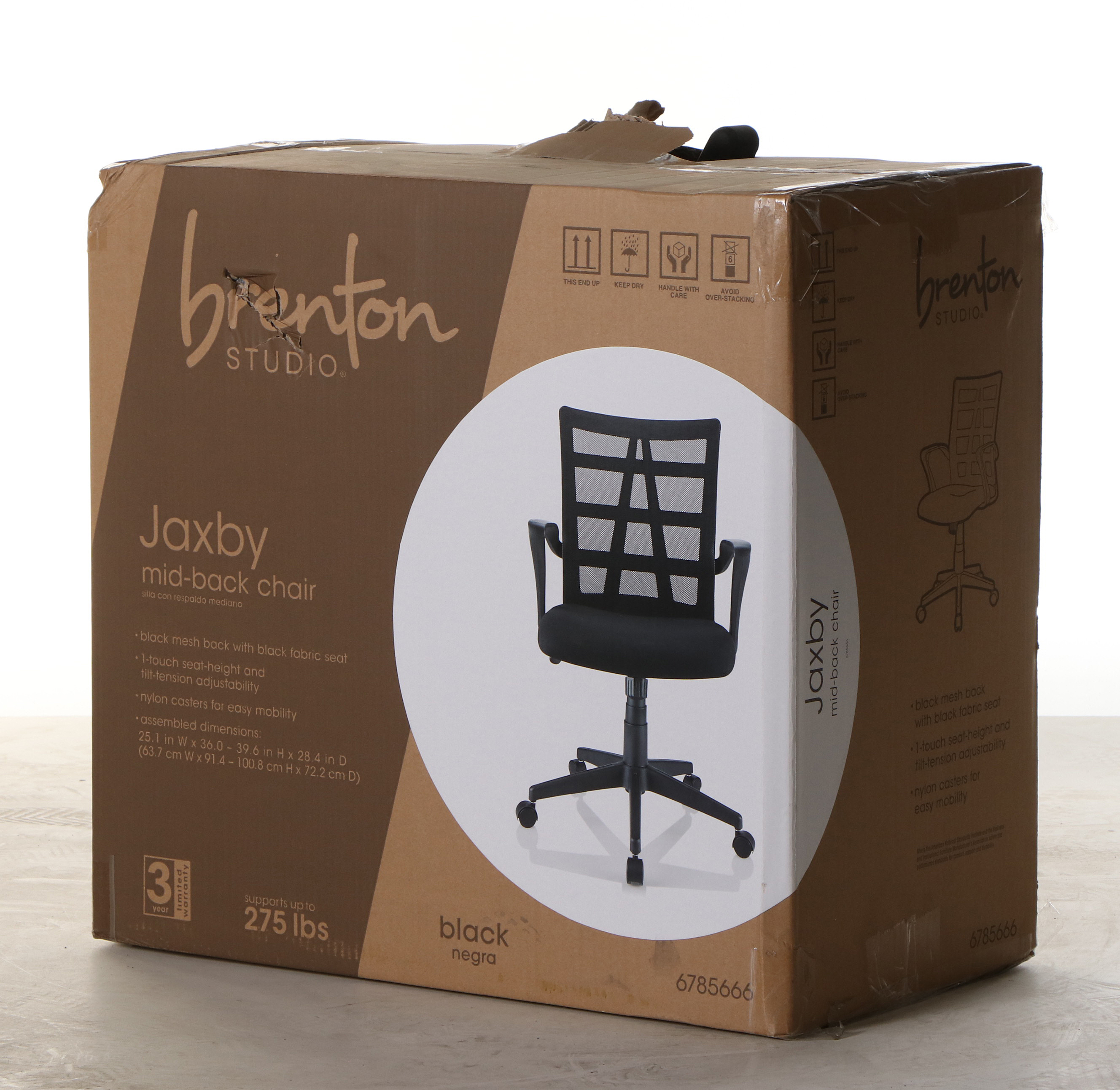 Brenton Studio "Jaxby" Black Mesh Fabric Mid-Back Task Chair