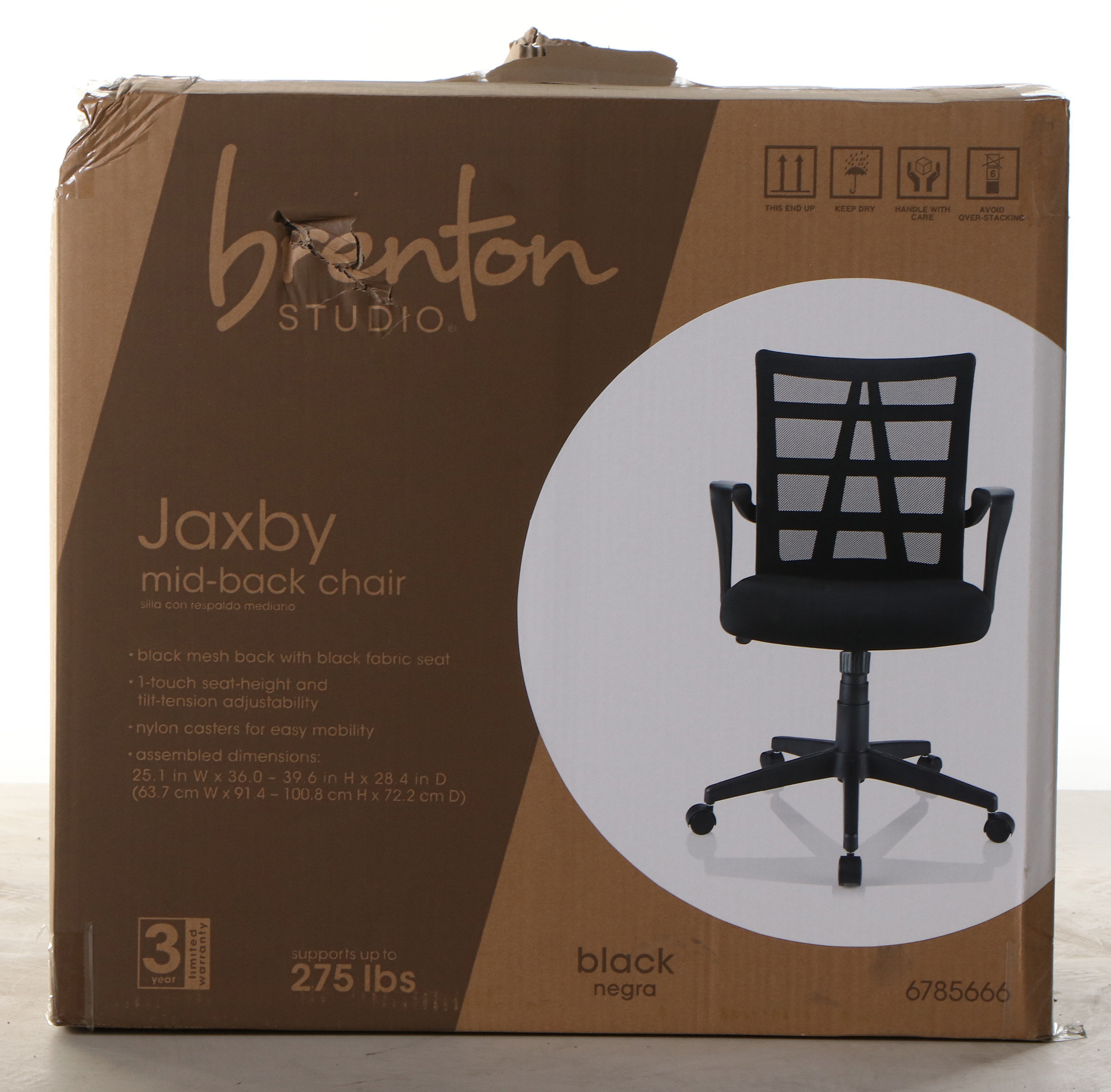 Brenton Studio "Jaxby" Black Mesh Fabric Mid-Back Task Chair