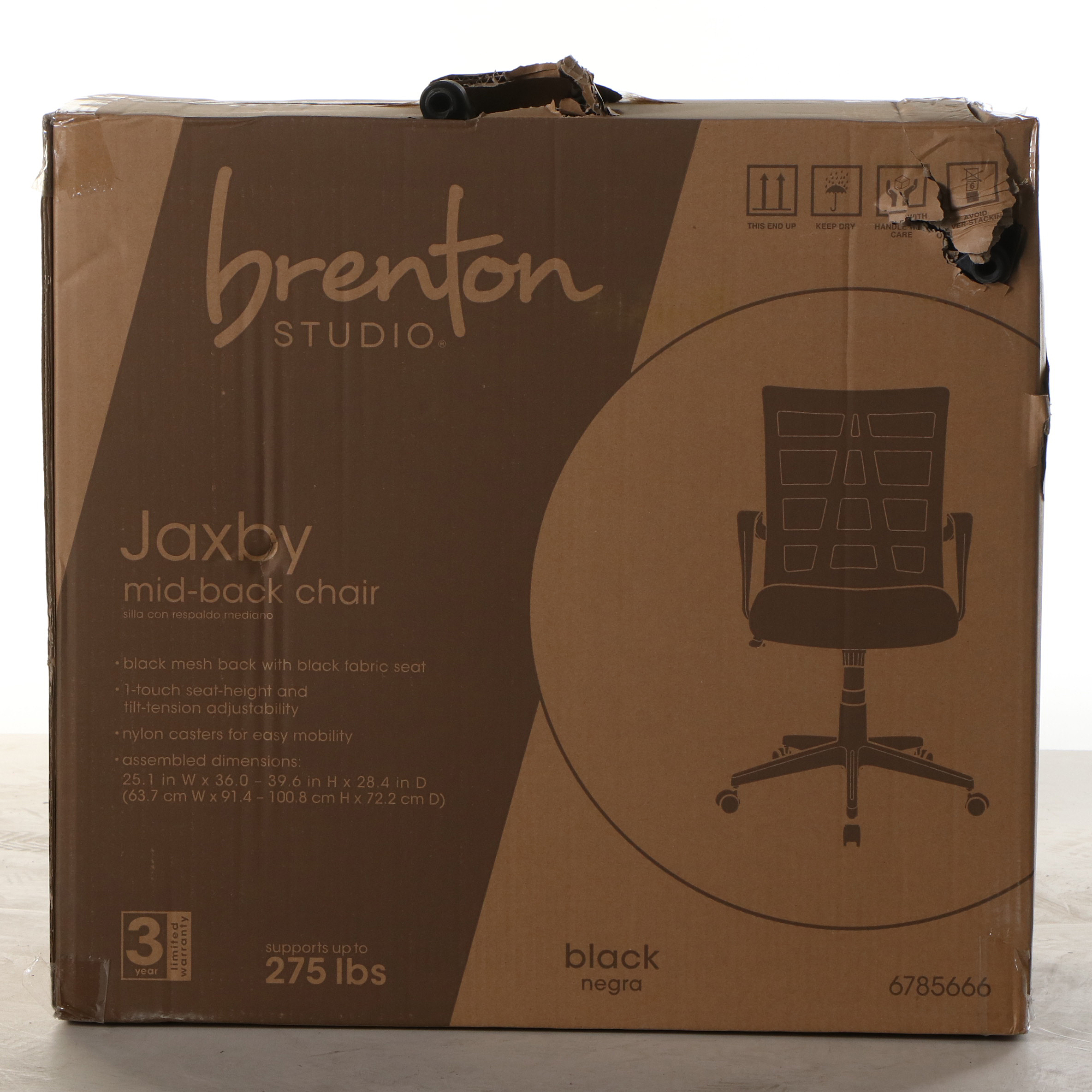 Brenton Studio "Jaxby" Black Mesh Fabric Mid-Back Task Chair