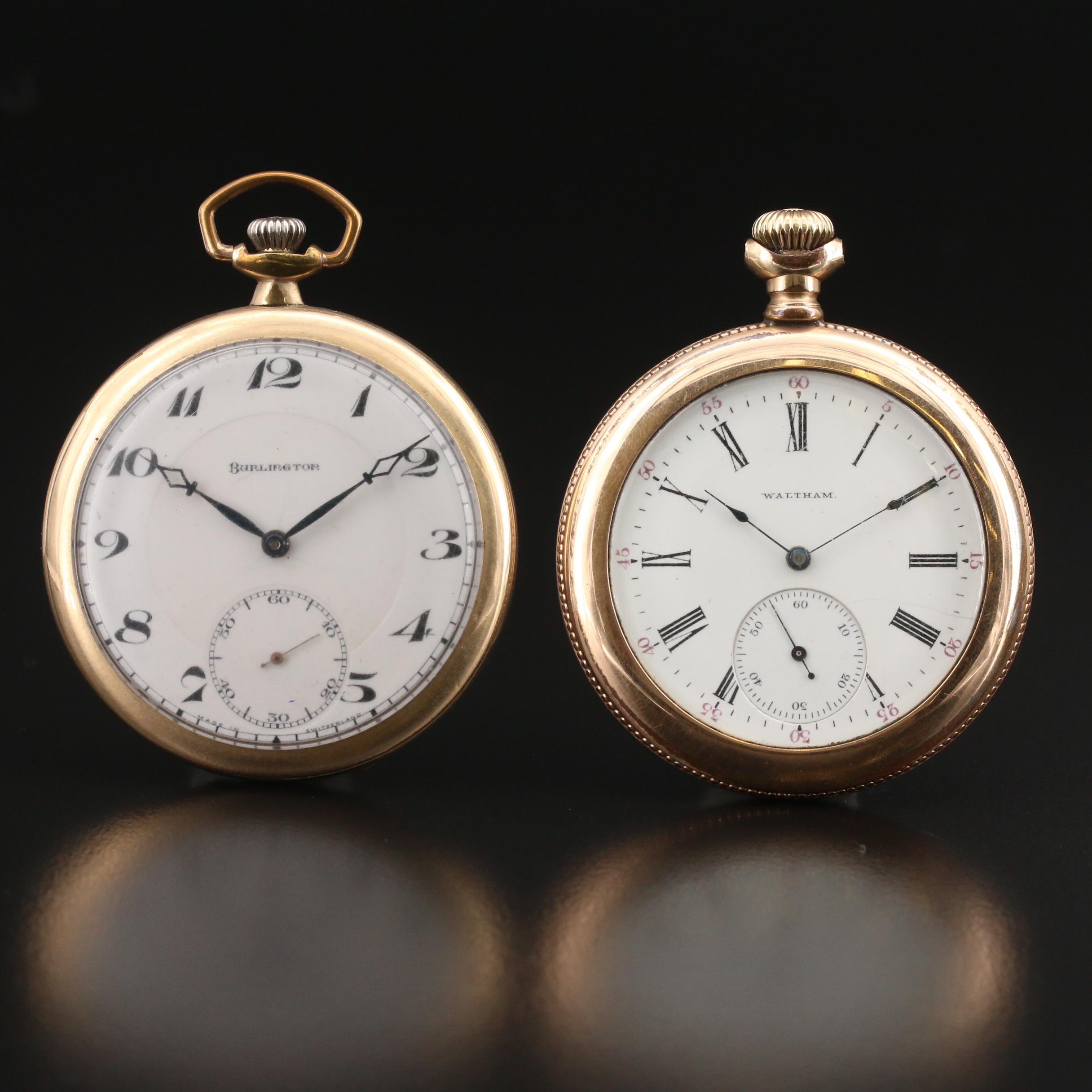 Antique Waltham and Burlington Pocket Watches