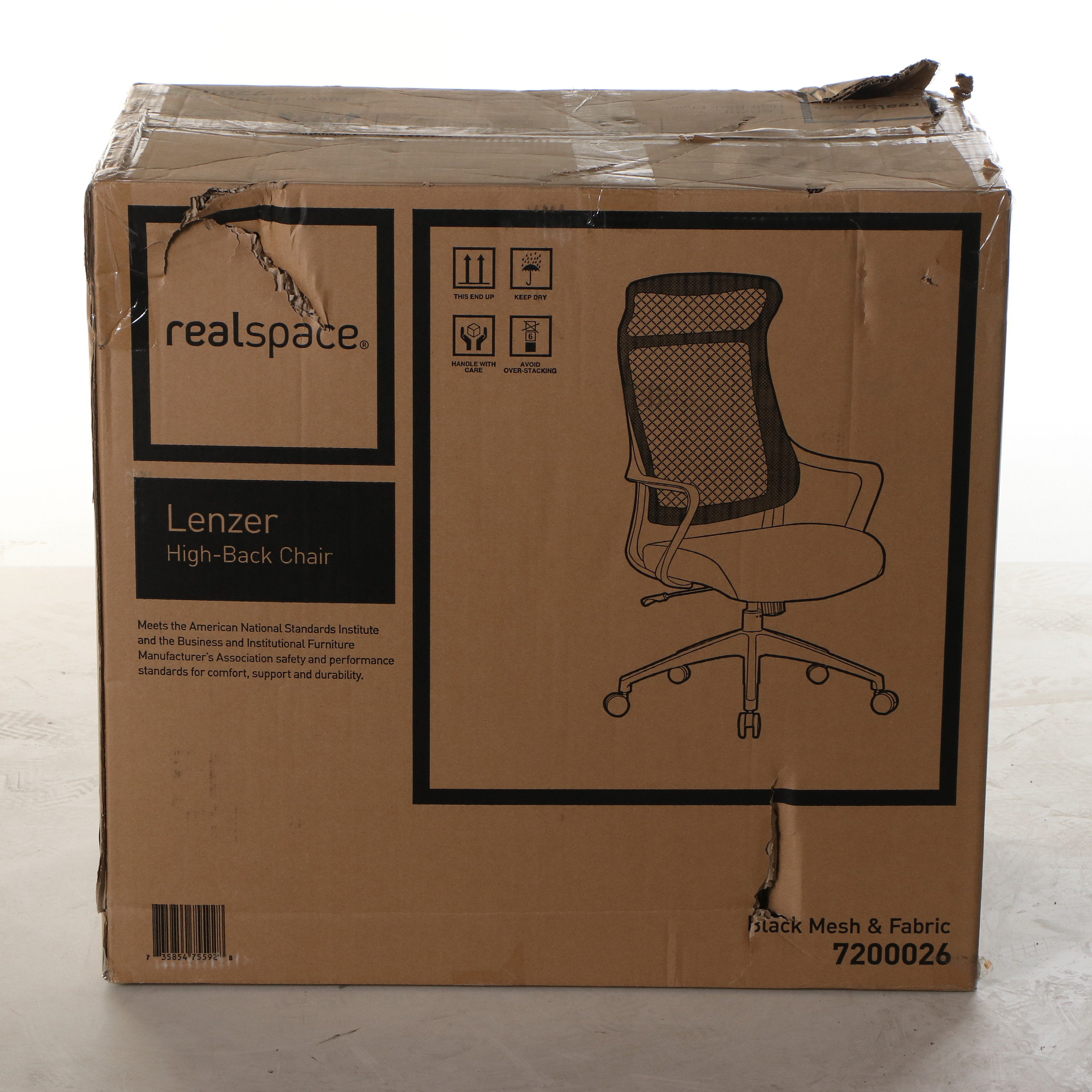 Realspace "Lenzer" Black Mesh High-Back Task Chair