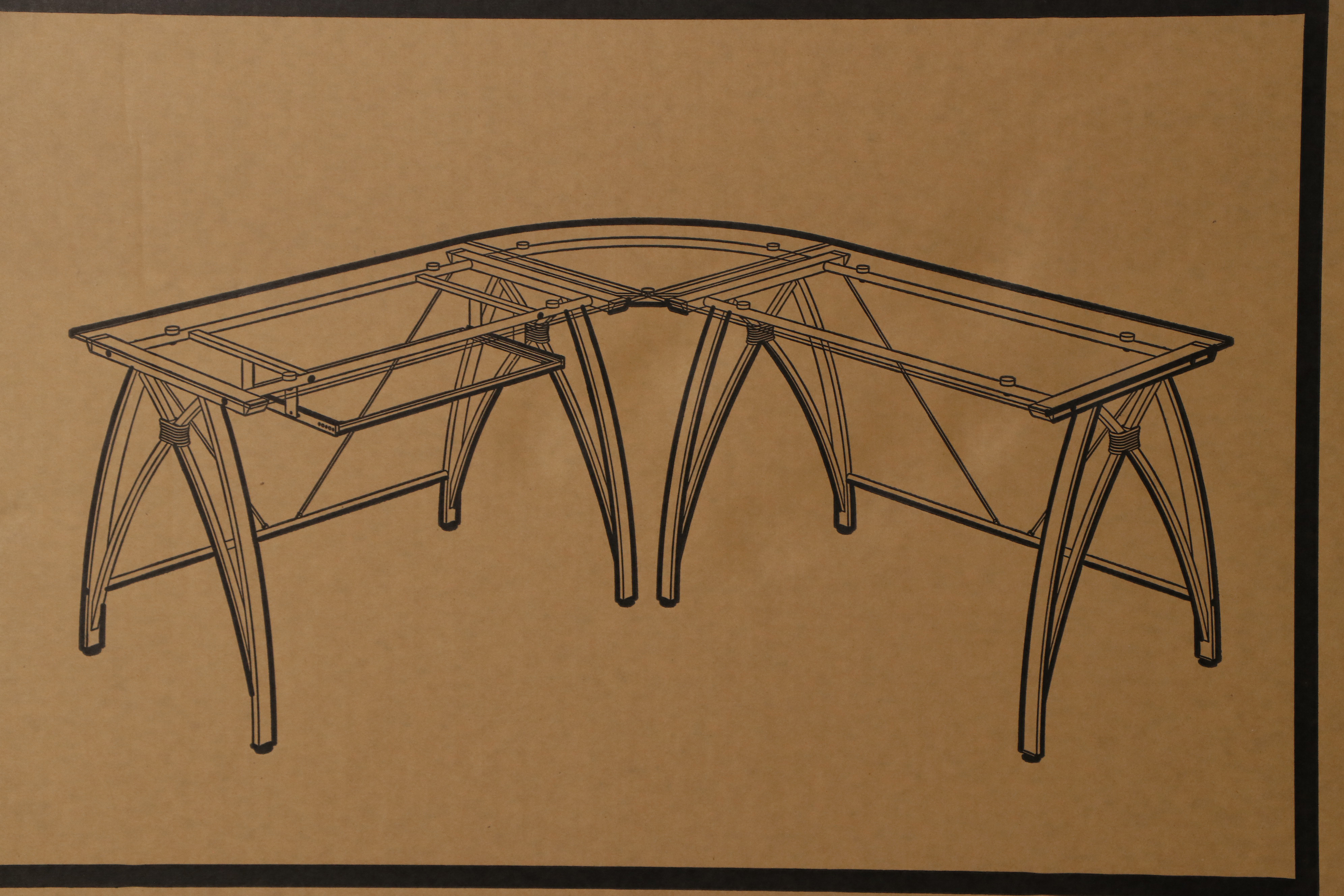 Realspace "Vista" Modern Silver Finished L-Shaped Desk with Glass Top