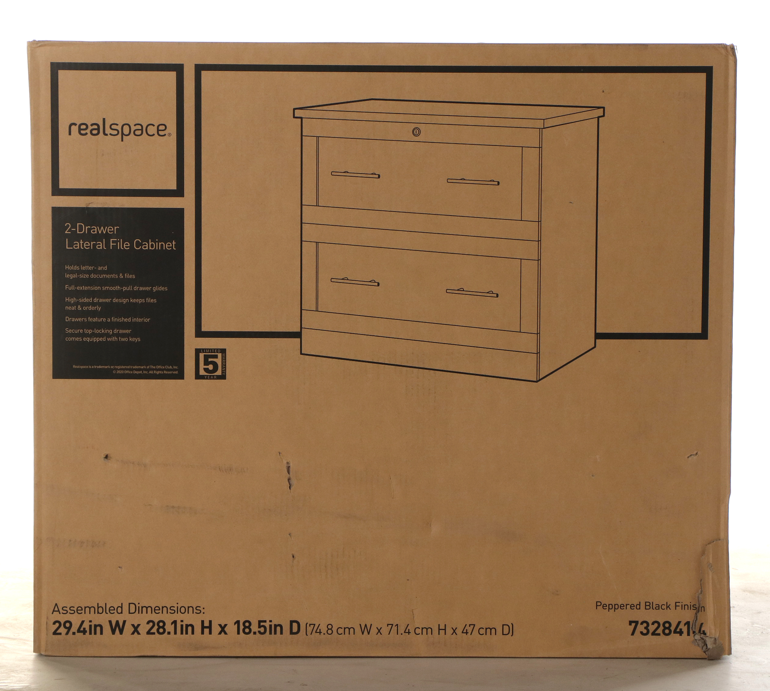 Realspace Peppered Black Finished Laminate Two-Drawer Lateral File Cabinet