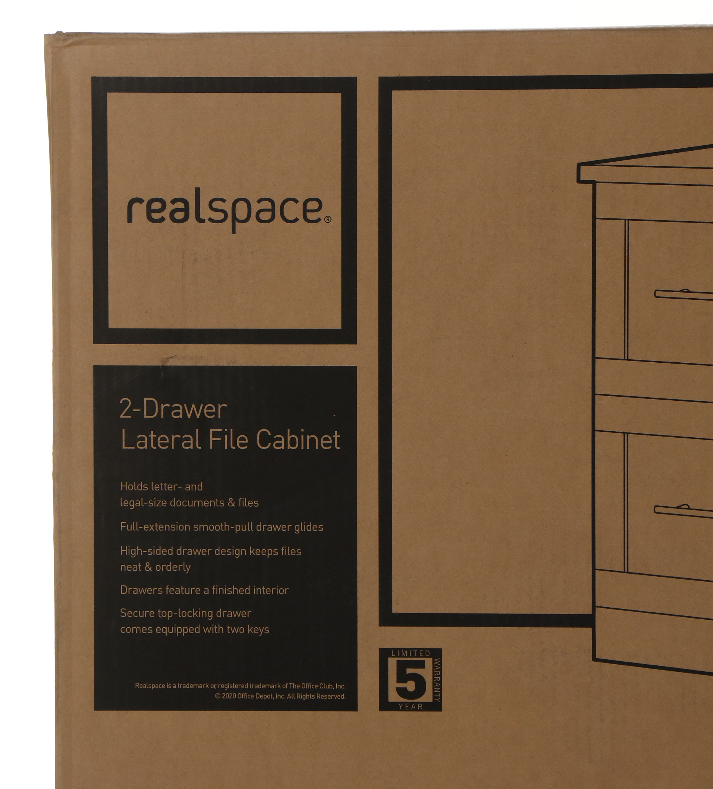 Realspace Peppered Black Finished Laminate Two-Drawer Lateral File Cabinet