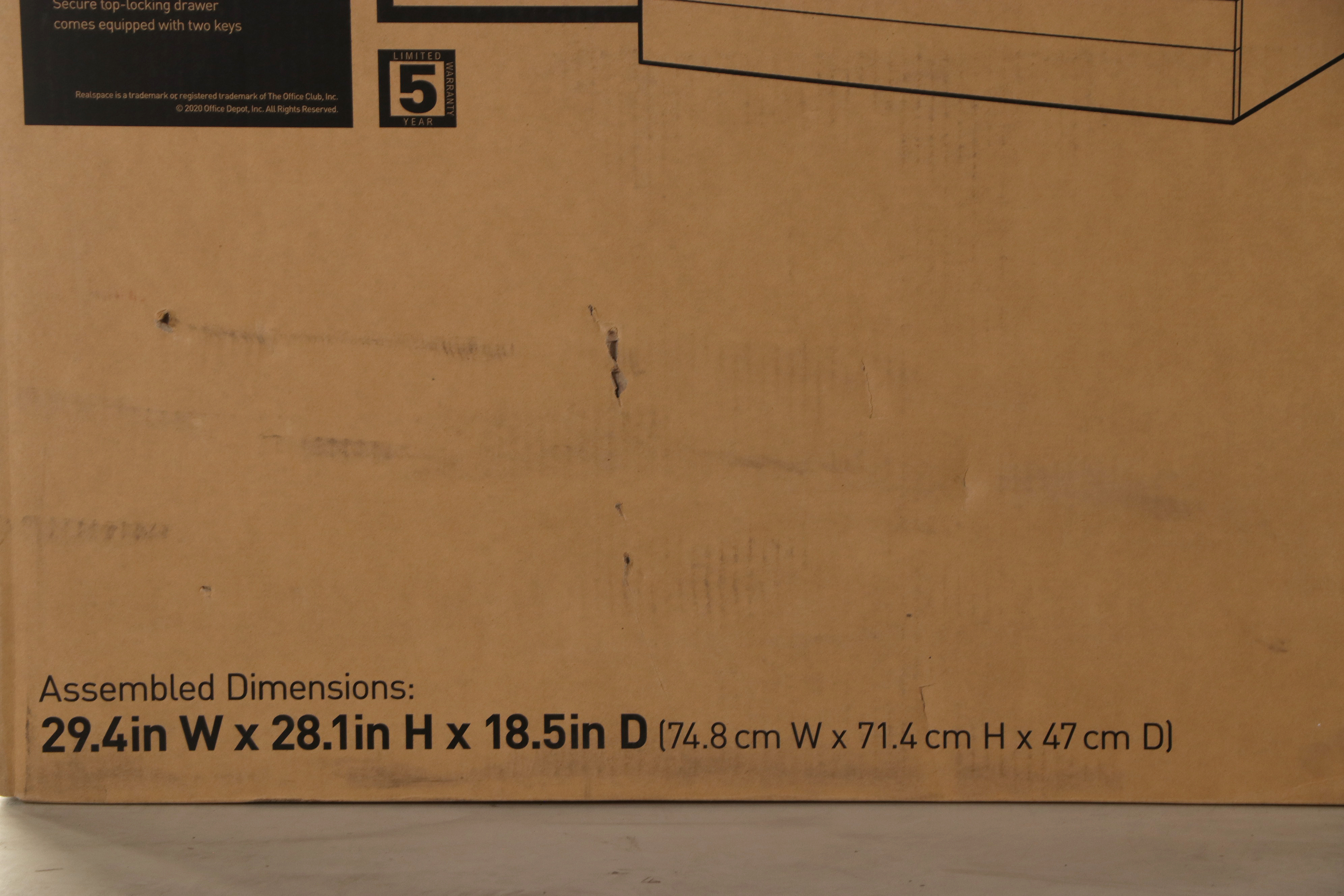 Realspace Peppered Black Finished Laminate Two-Drawer Lateral File Cabinet