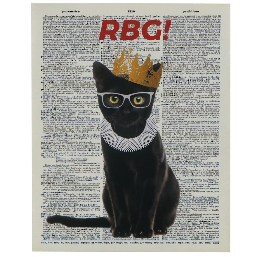 Giclée of Black Cat as Ruth Bader Ginsburg, 21st Century