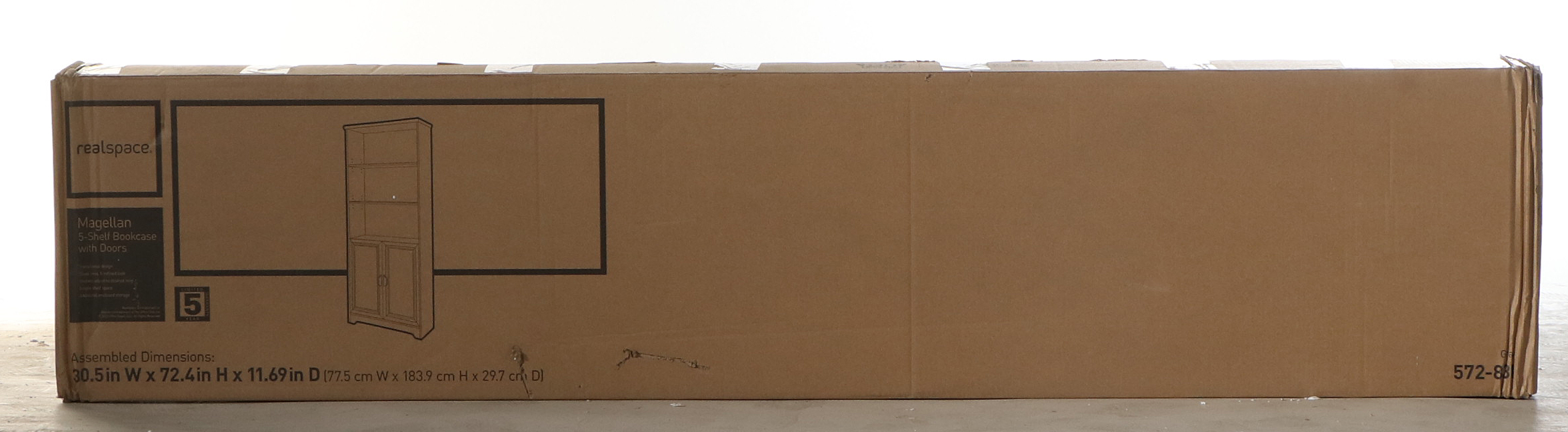 Realspace "Magellan" Contemporary Grey Finish Laminate 5-Shelf Bookcase w/ Doors