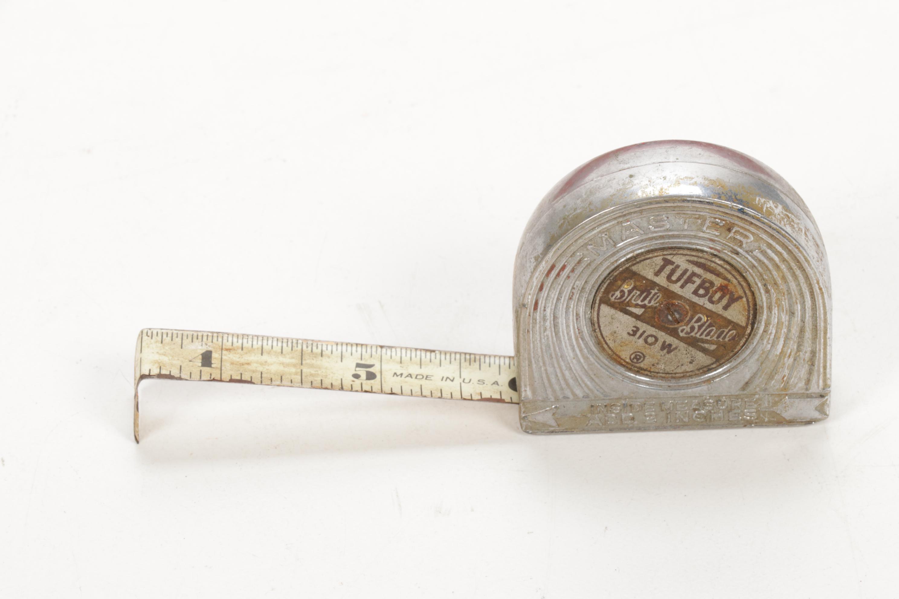 Forged Steel and Wooden Tools in Enamel Machinist Tool Box, Vintage