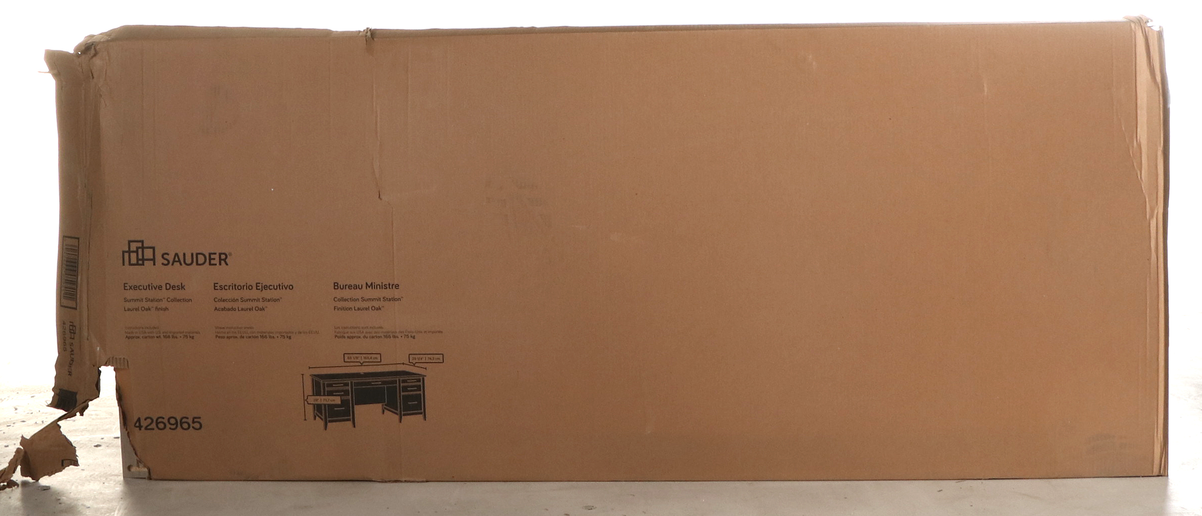 Sauder "Summit Station" Contemporary White Washed Laminate Finish Executive Desk