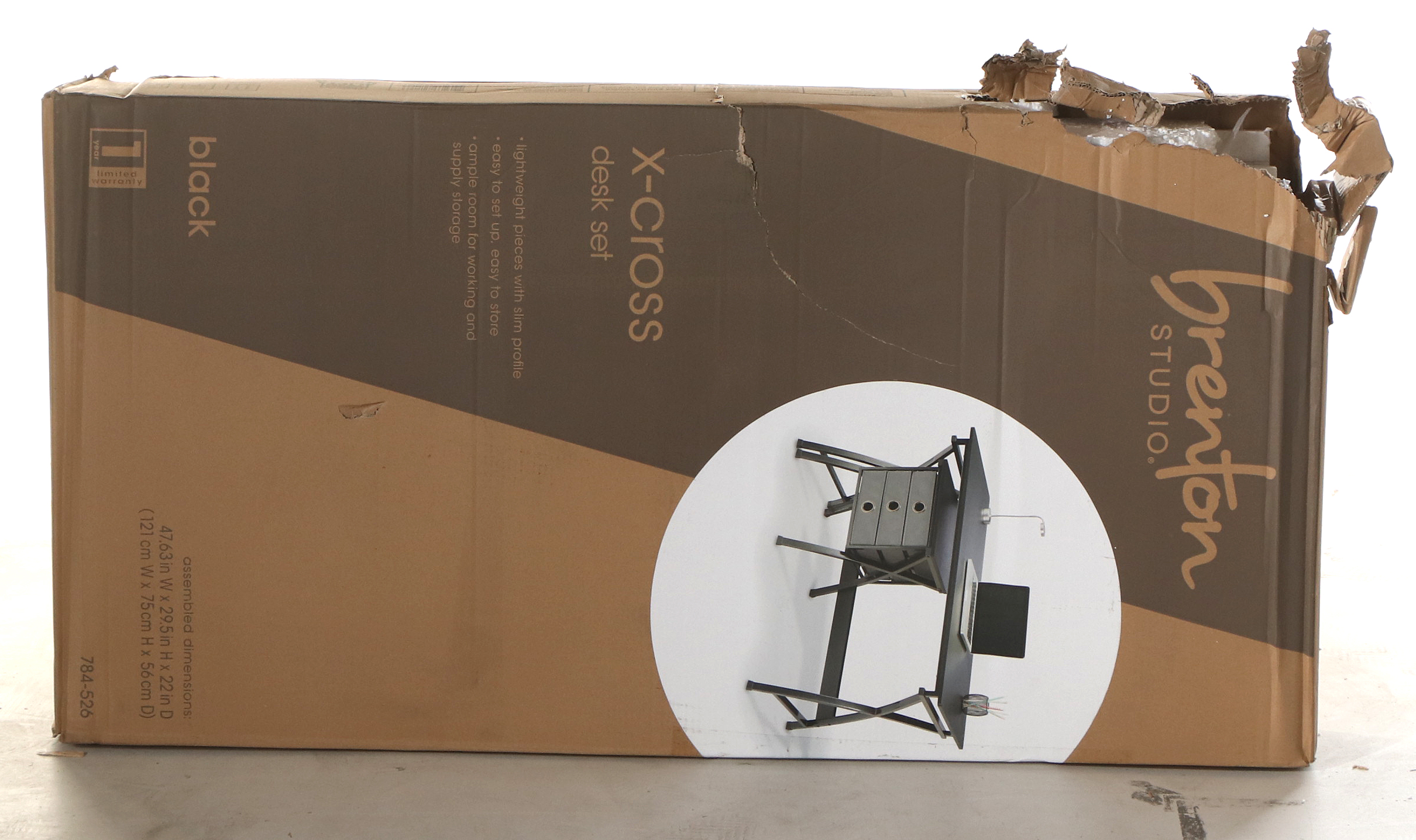 Brenton Studio Black X-Cross Base Desk and File Set