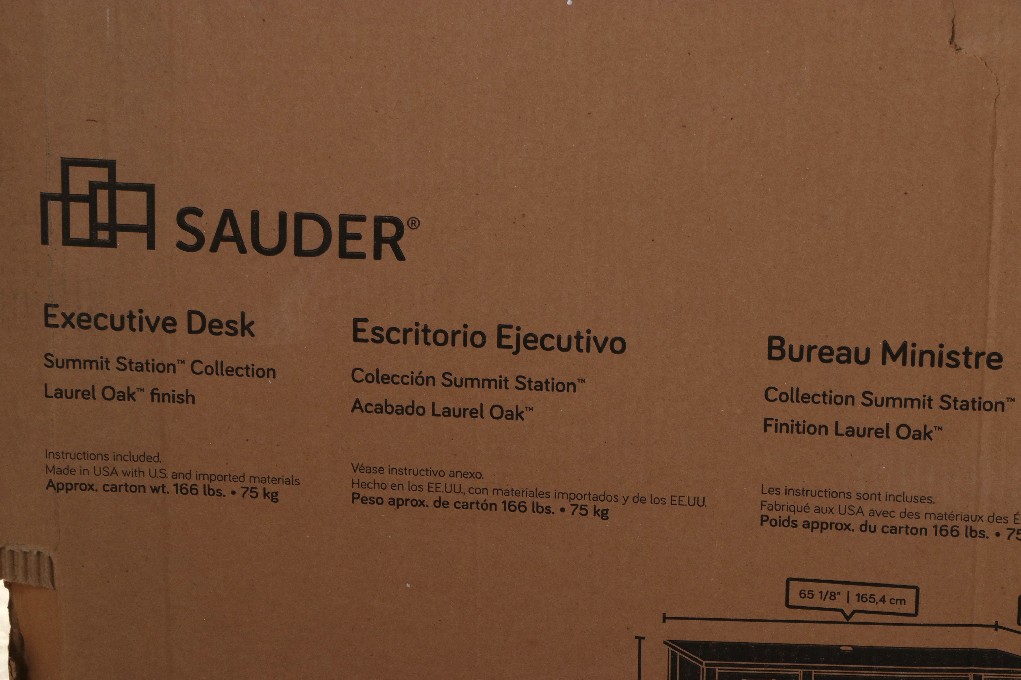 Sauder "Summit Station" Contemporary White Washed Laminate Finish Executive Desk