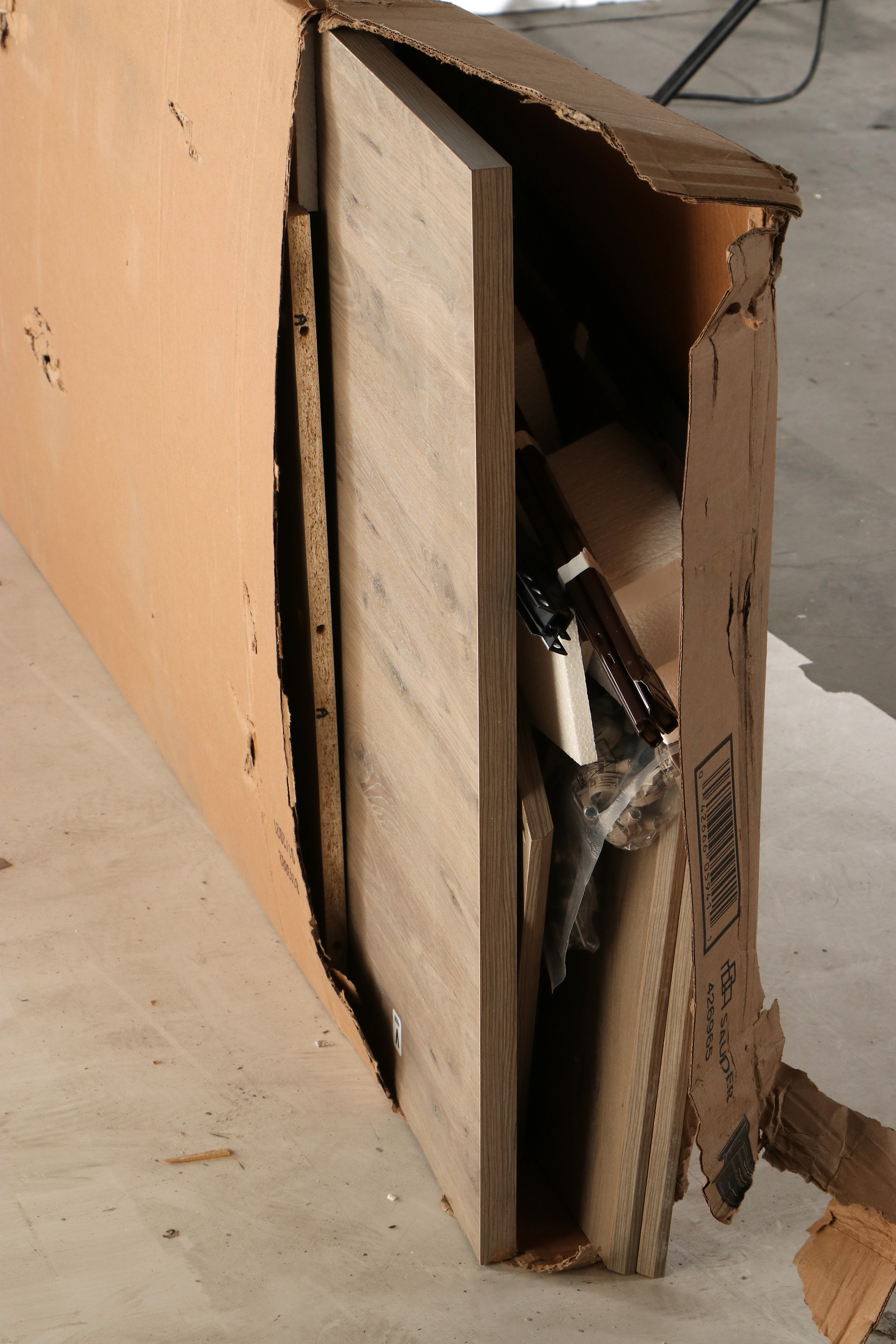 Sauder "Summit Station" Contemporary White Washed Laminate Finish Executive Desk