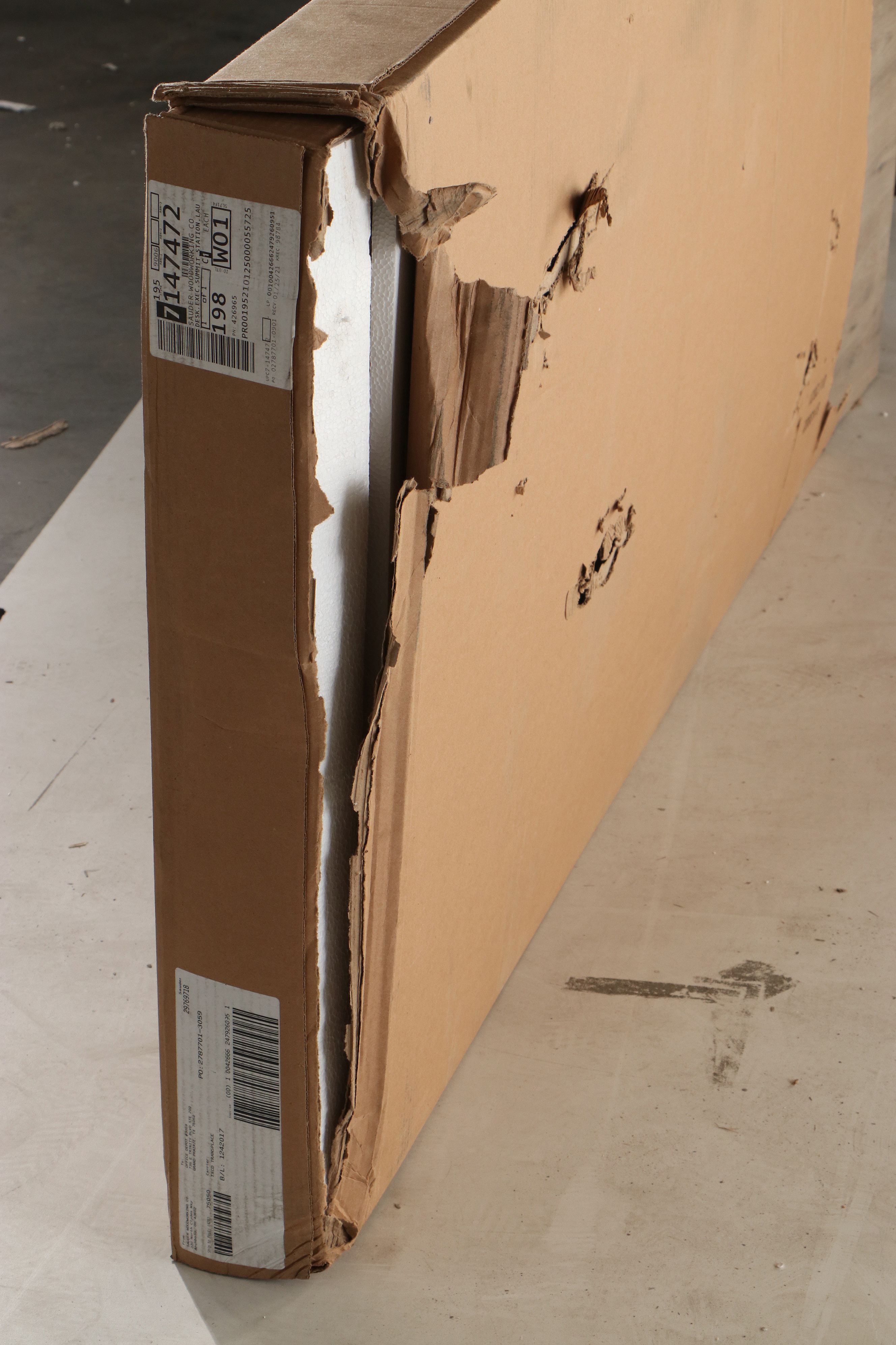 Sauder "Summit Station" Contemporary White Washed Laminate Finish Executive Desk