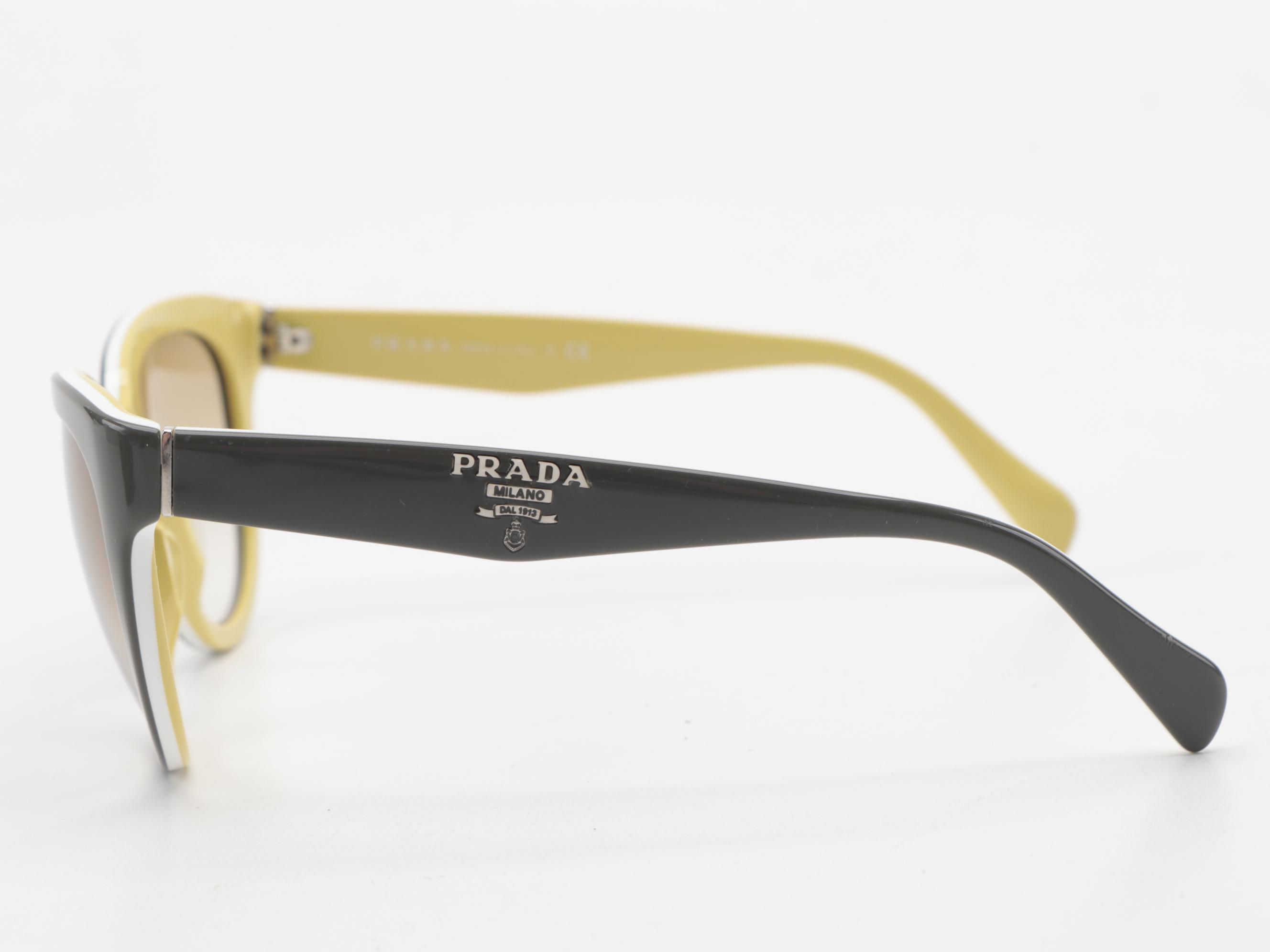 Prada SPR 05P Modified Cateye Sunglasses in Contrasting Color Acetate