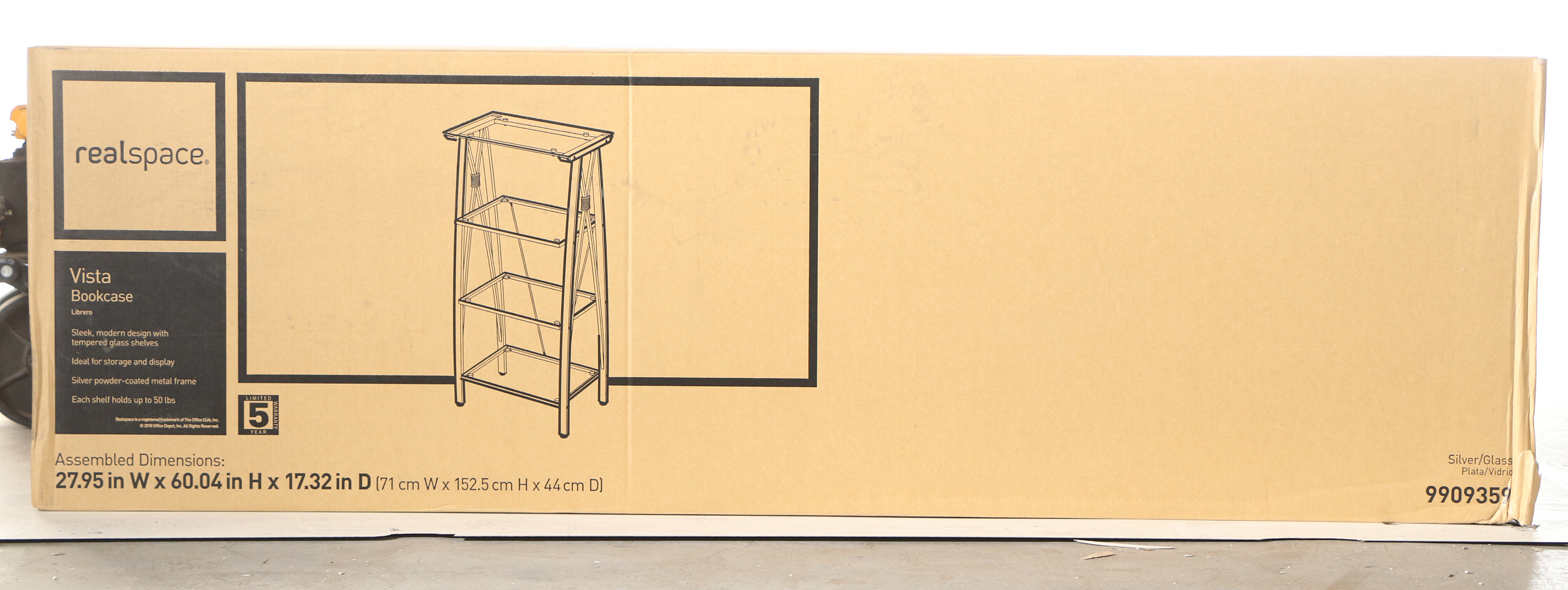 Realspace "Vista" Contemporary Four-Shelf Metal and Glass Étagère Bookcase