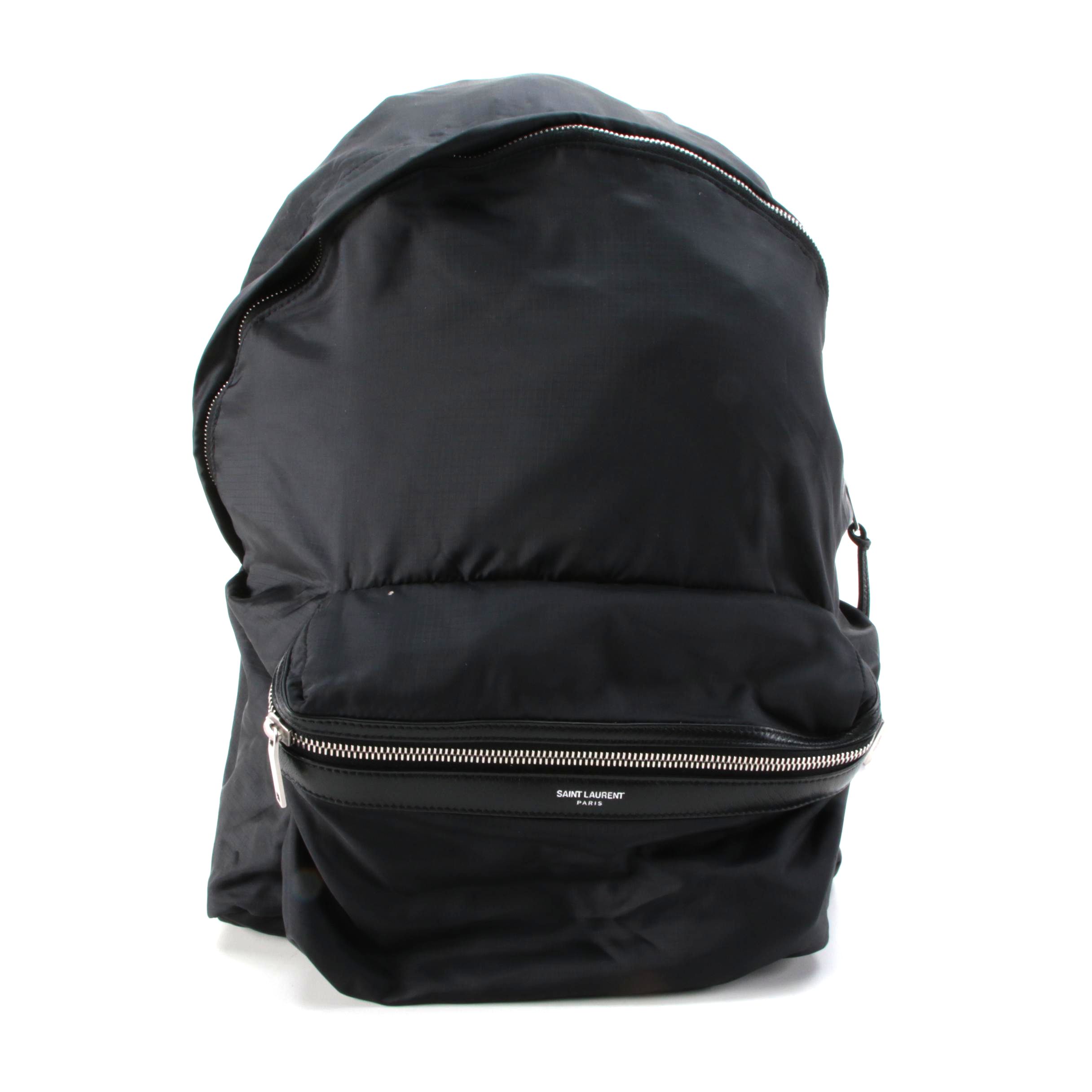 Saint Laurent City Convertible Fold-Up Backpack to Belt Bag in Black Nylon