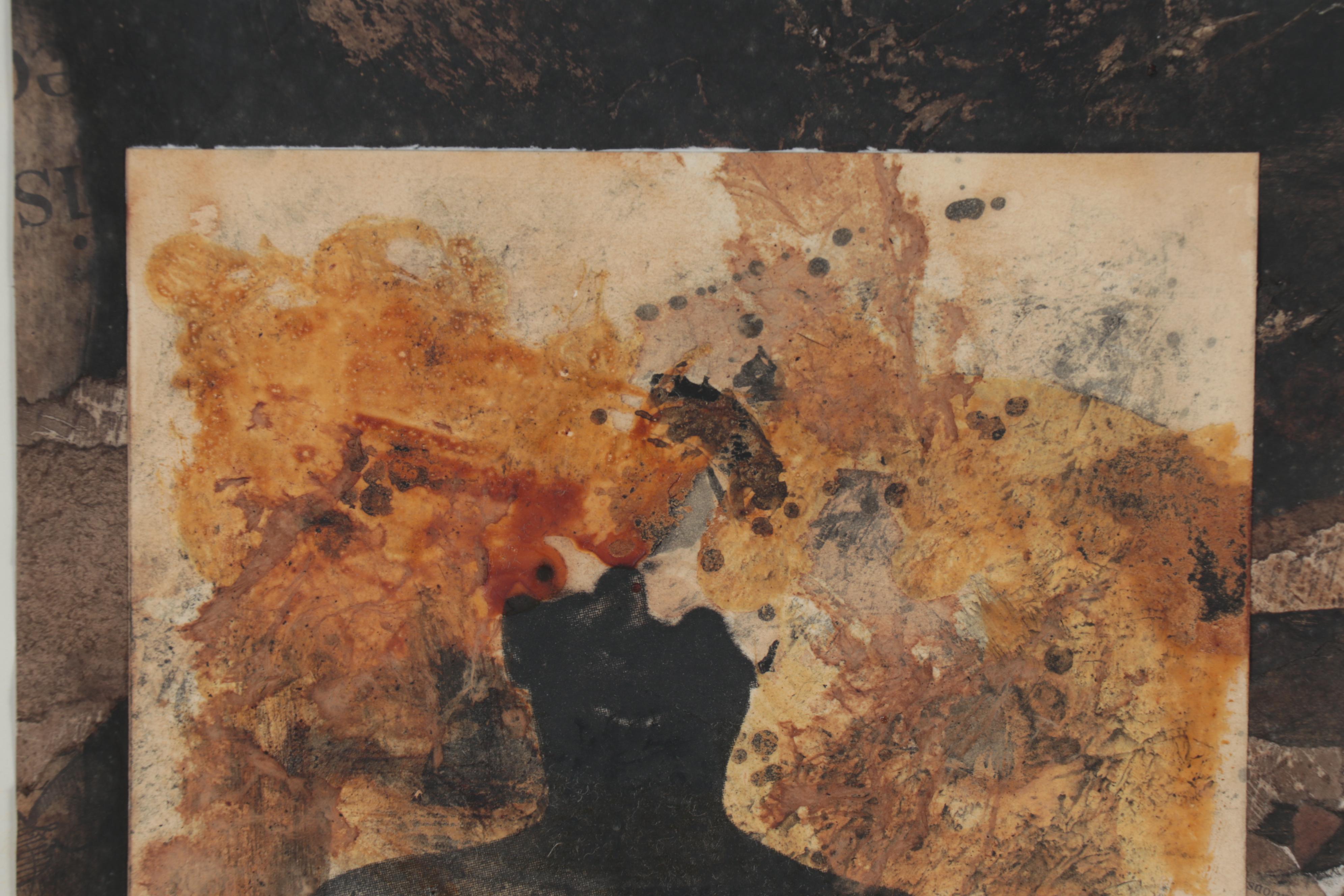 Bamanye L. Ngxale  Mixed Media Collage "The Burning Man"