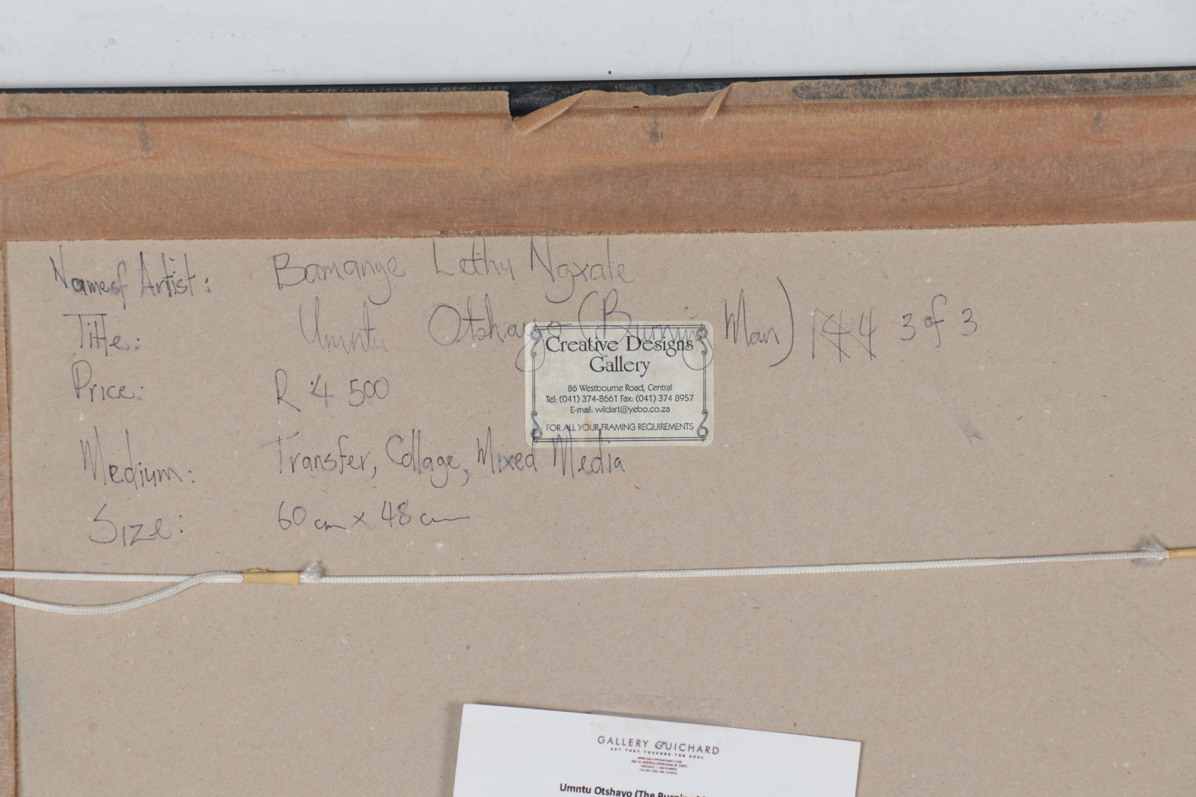 Bamanye L. Ngxale  Mixed Media Collage "The Burning Man"