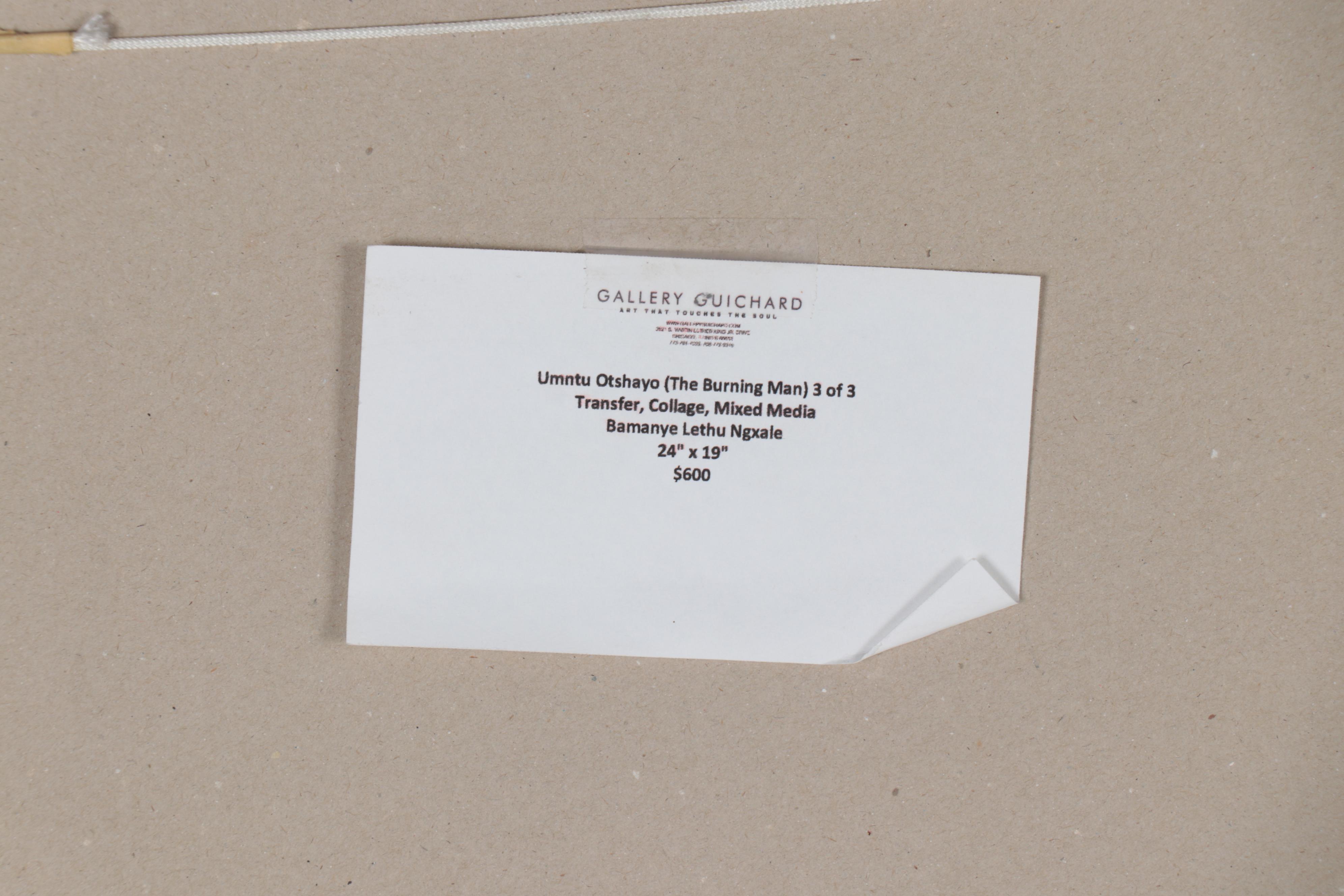 Bamanye L. Ngxale  Mixed Media Collage "The Burning Man"