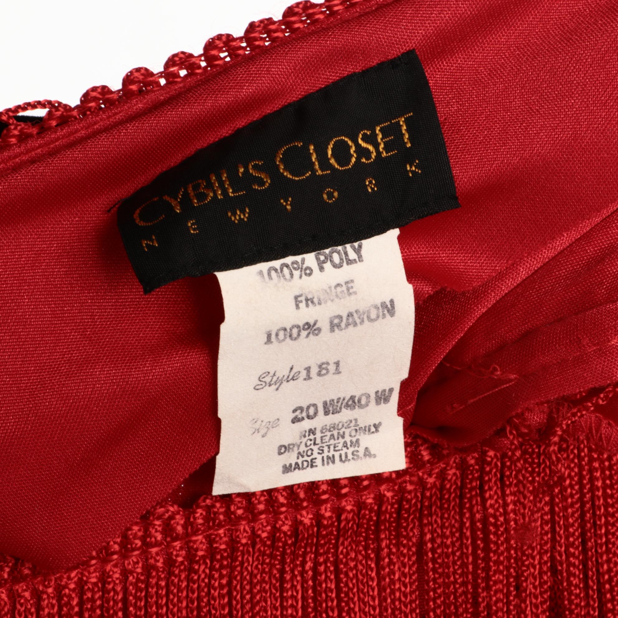 Cybil's Closet New York Red Fringed Dress with V-Cut Neckline