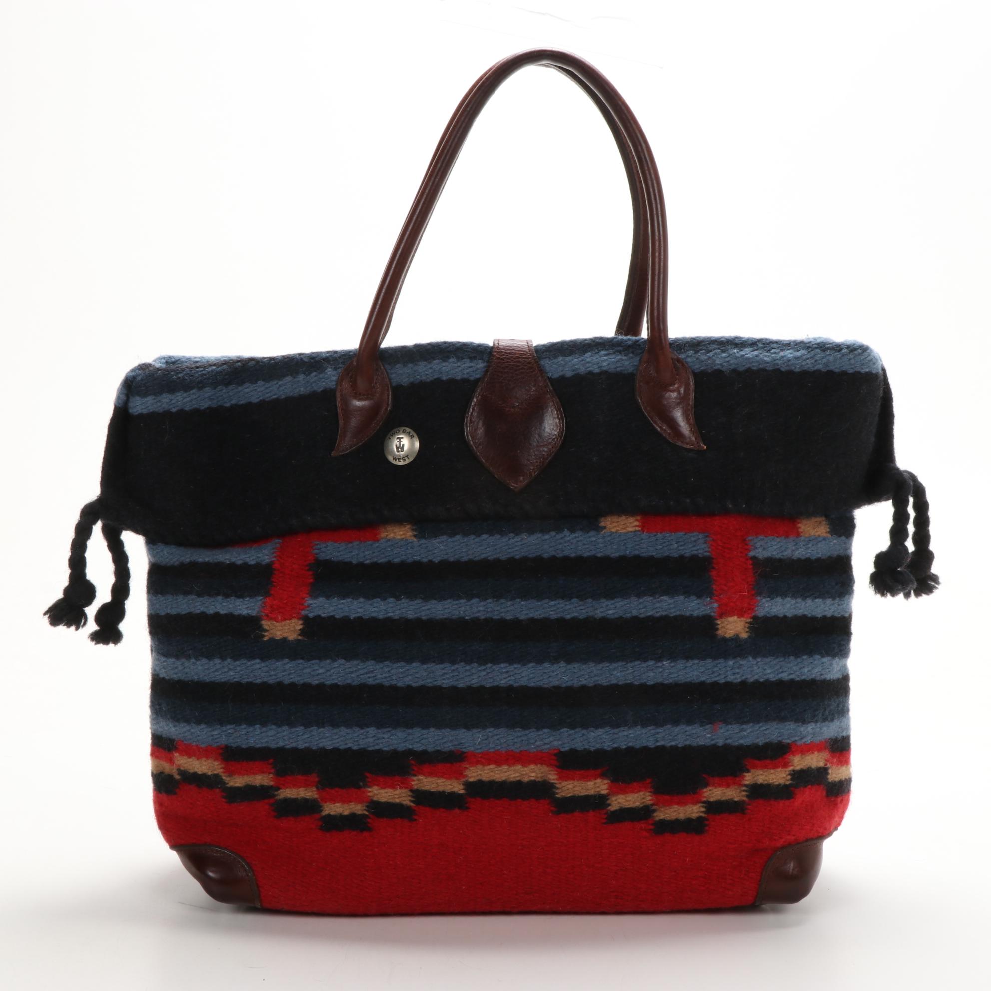 Two Bar West Saddle Blanket Tote with Leather Trim