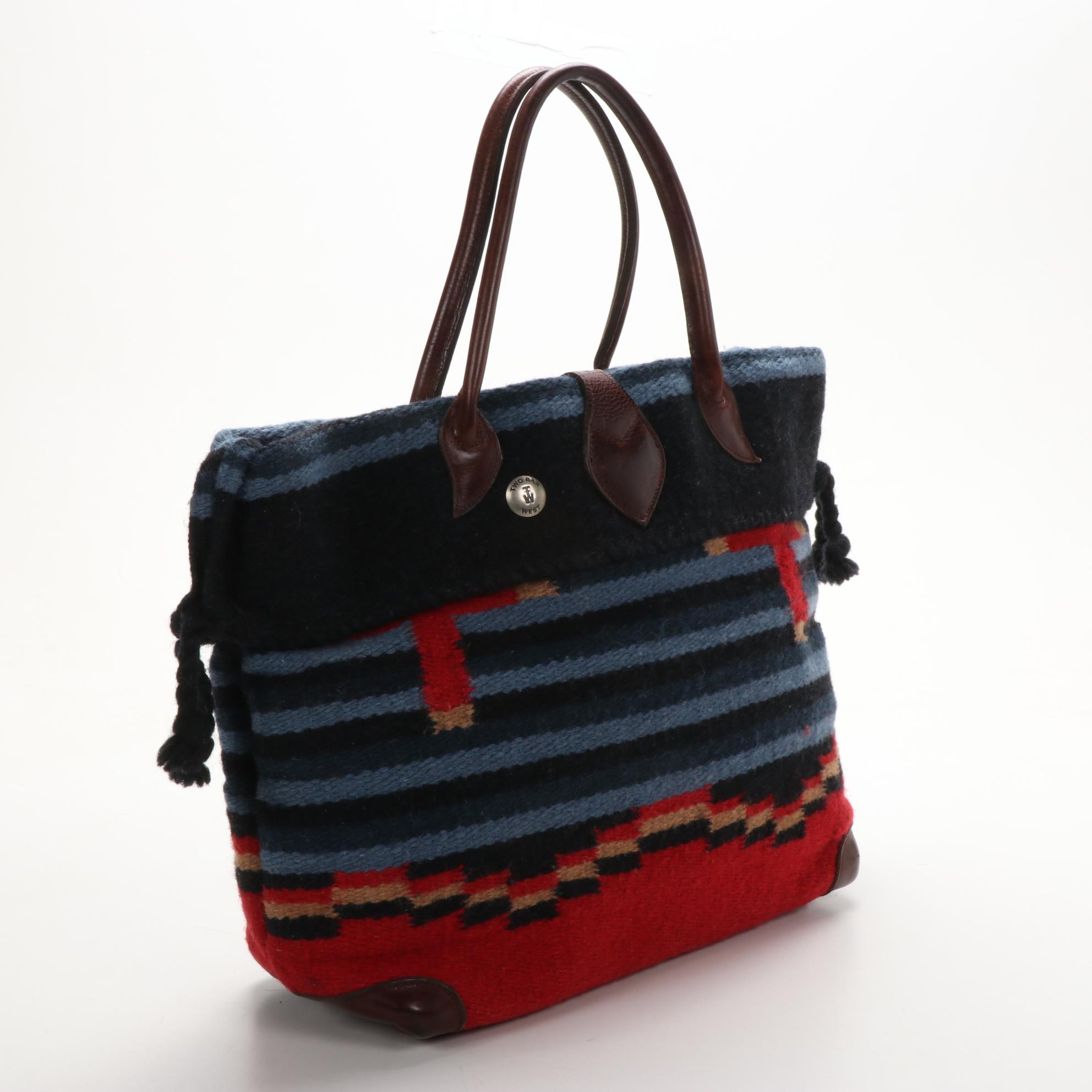 Two Bar West Saddle Blanket Tote with Leather Trim