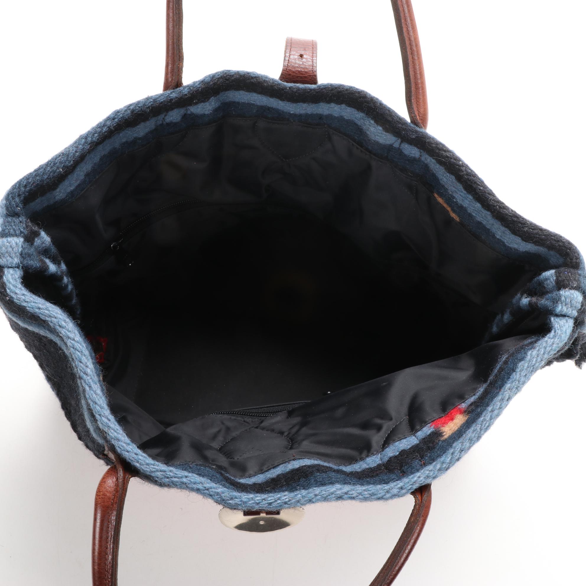 Two Bar West Saddle Blanket Tote with Leather Trim