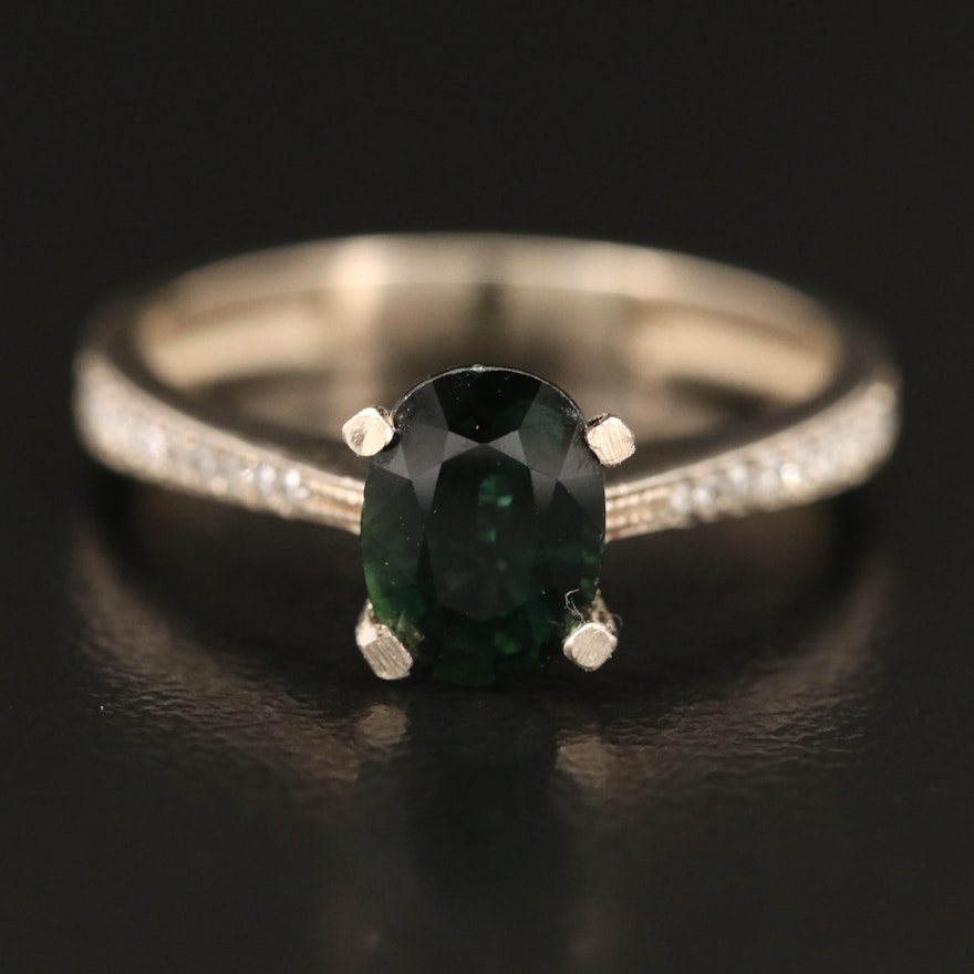 14K 1.36 CT Sapphire and Diamond Ring