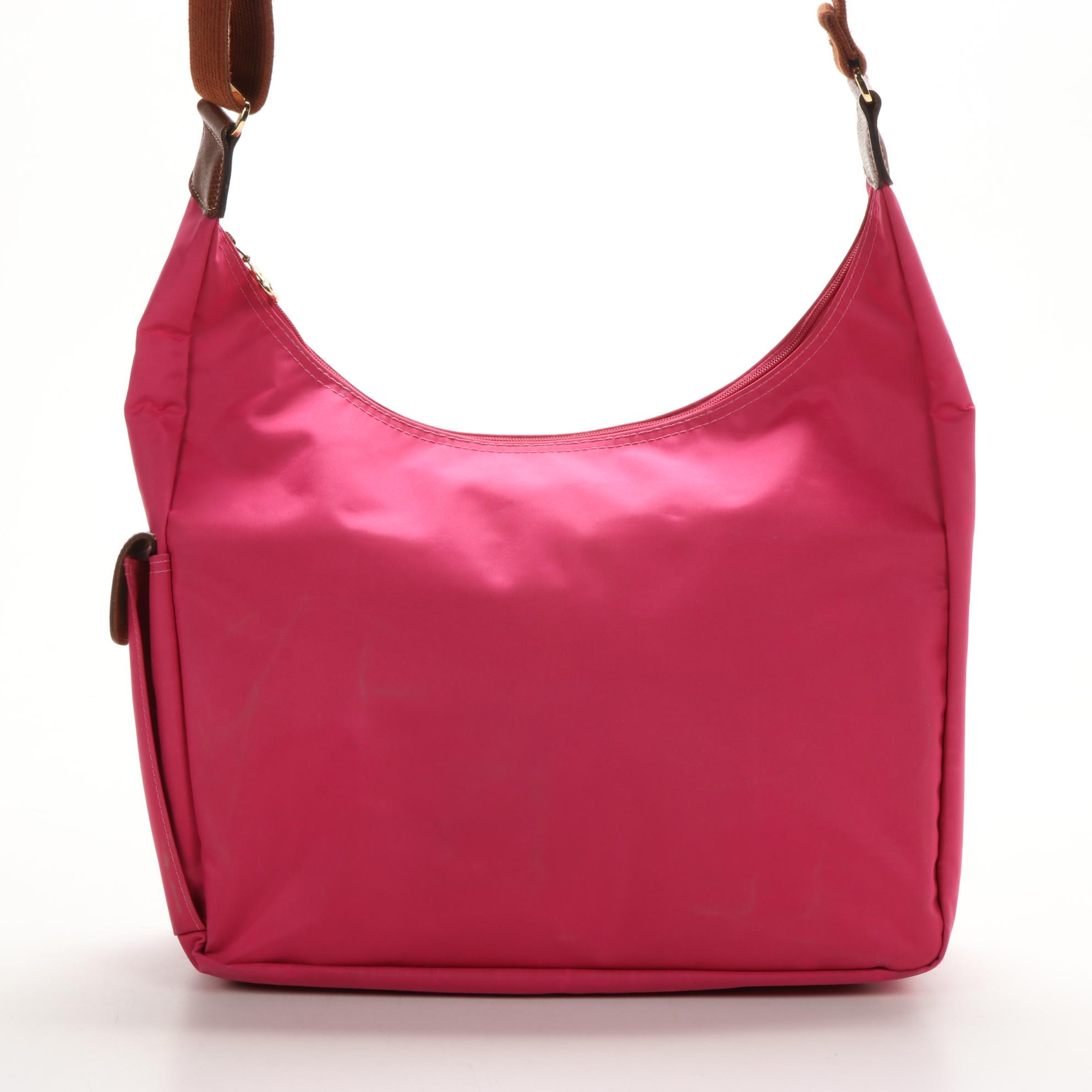 Longchamp Le Pliage Pink Nylon Crossbody Bag with Leather Trim