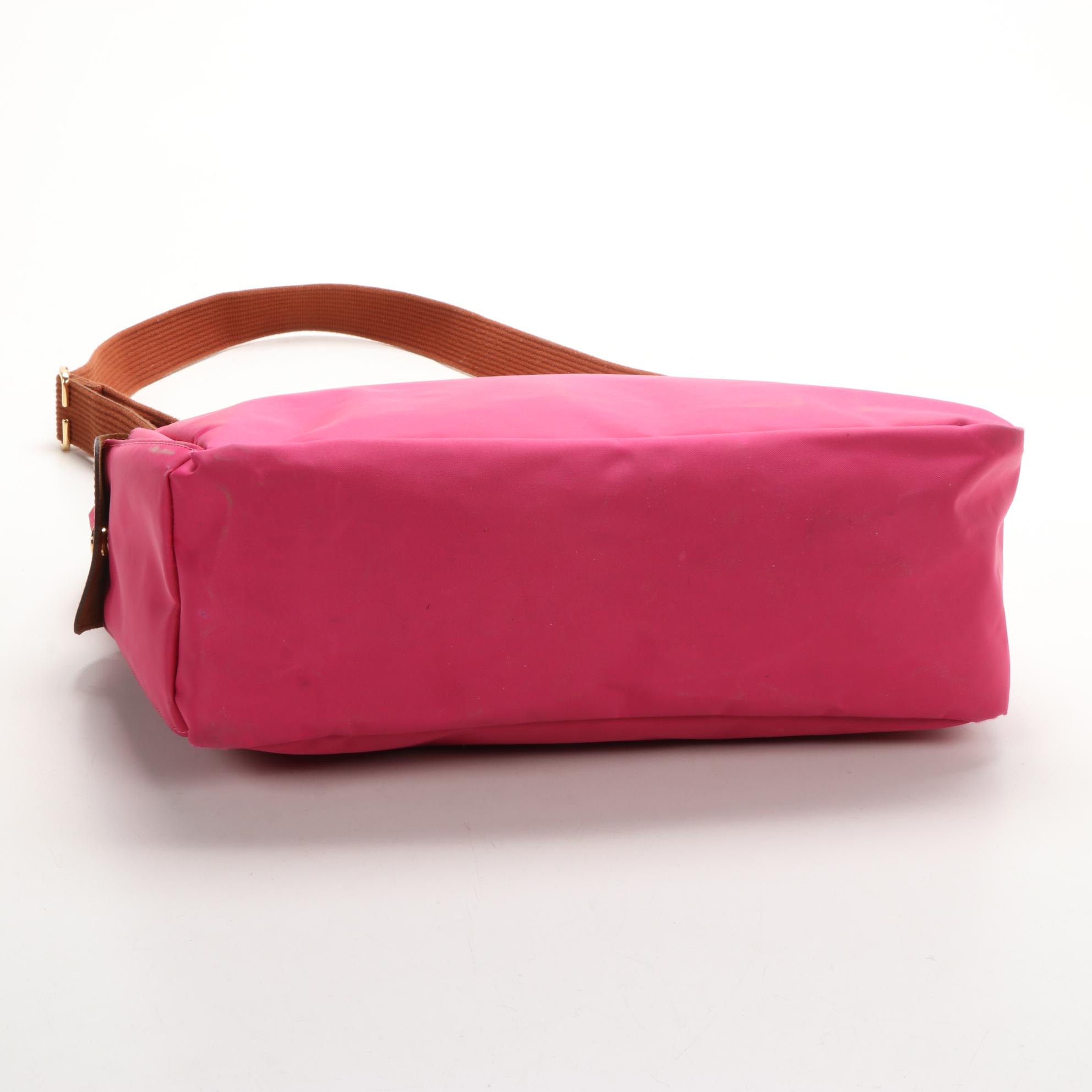 Longchamp Le Pliage Pink Nylon Crossbody Bag with Leather Trim