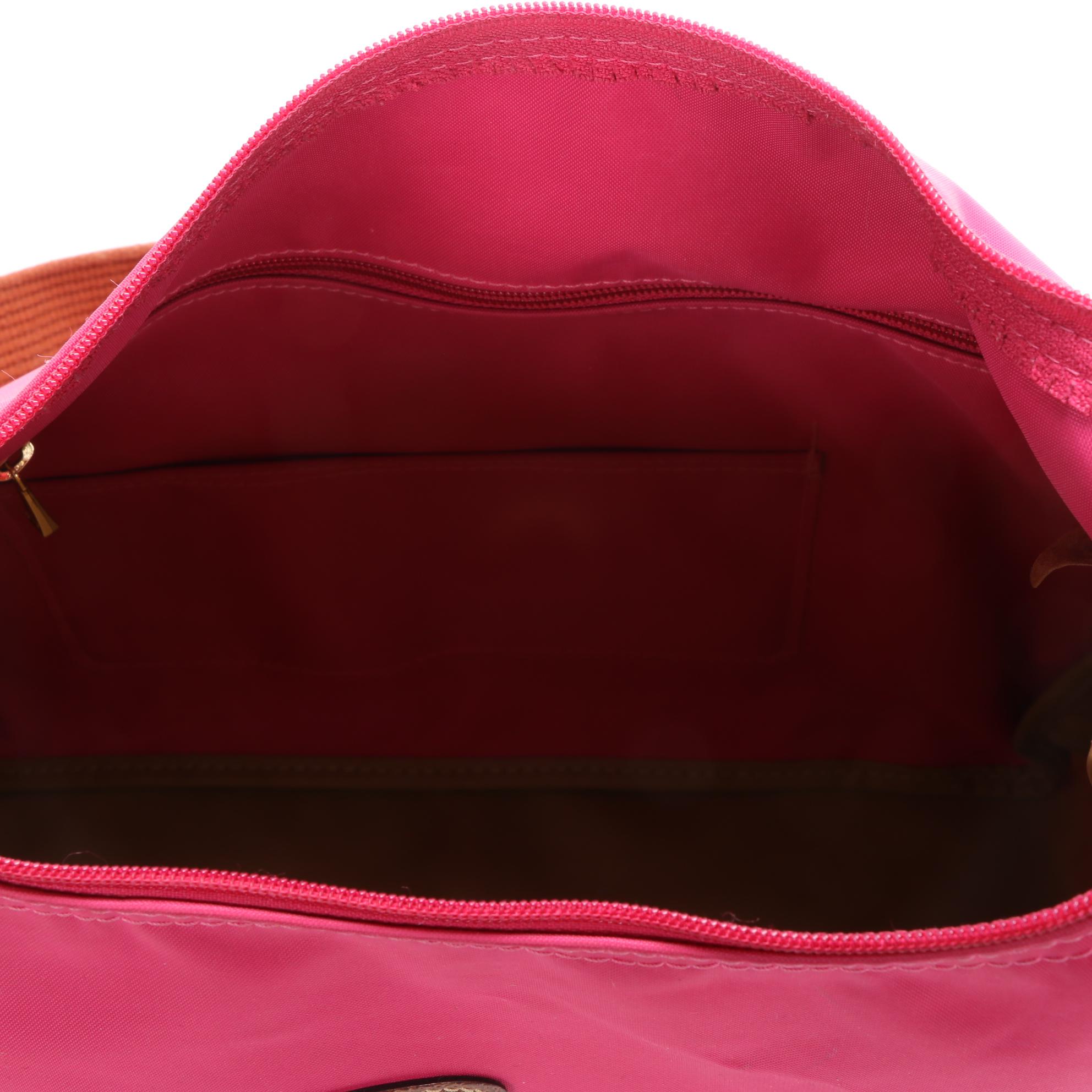 Longchamp Le Pliage Pink Nylon Crossbody Bag with Leather Trim