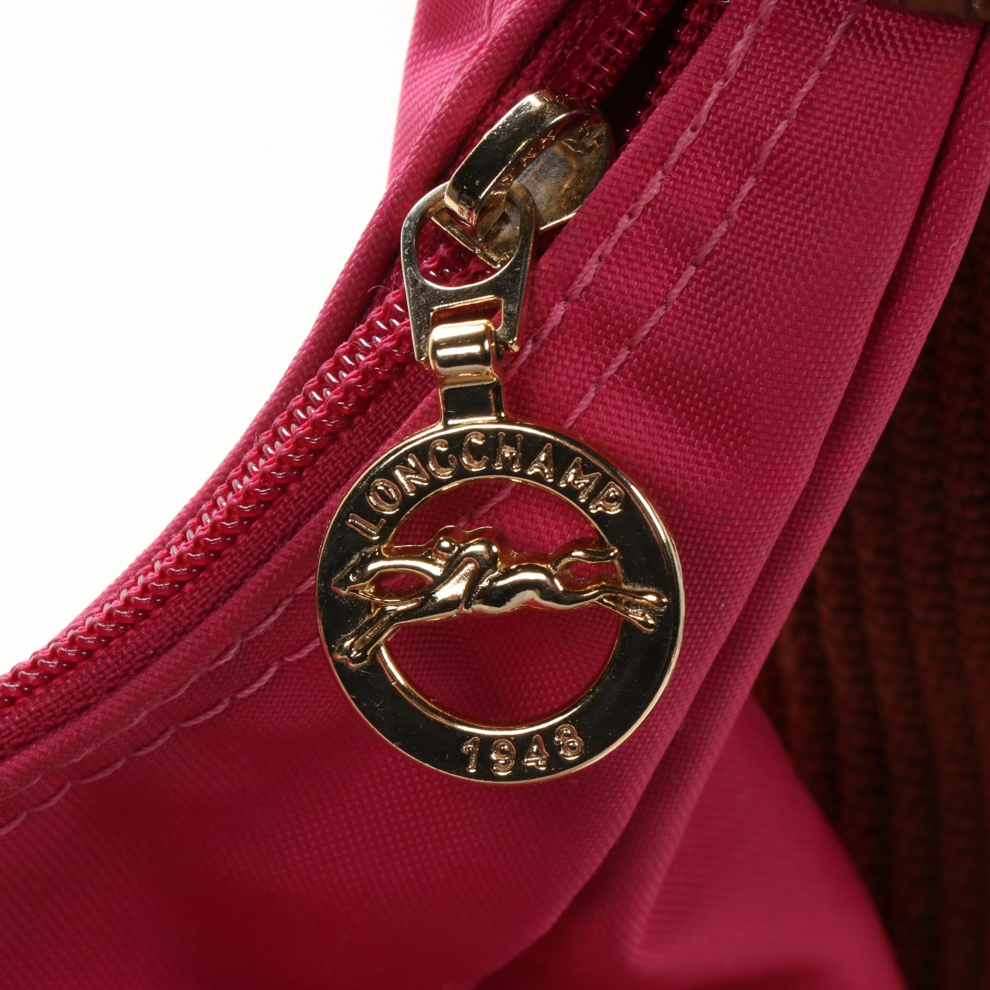 Longchamp Le Pliage Pink Nylon Crossbody Bag with Leather Trim