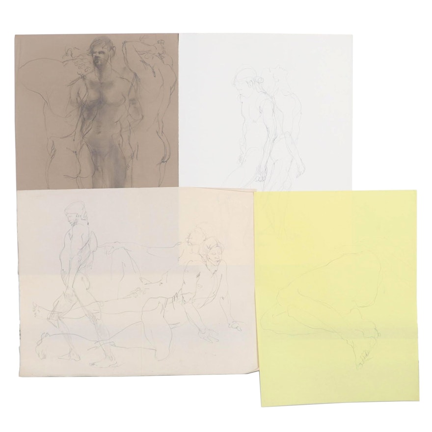 John Tuska Figure Study Graphite Drawings, Mid to Late 20th Century